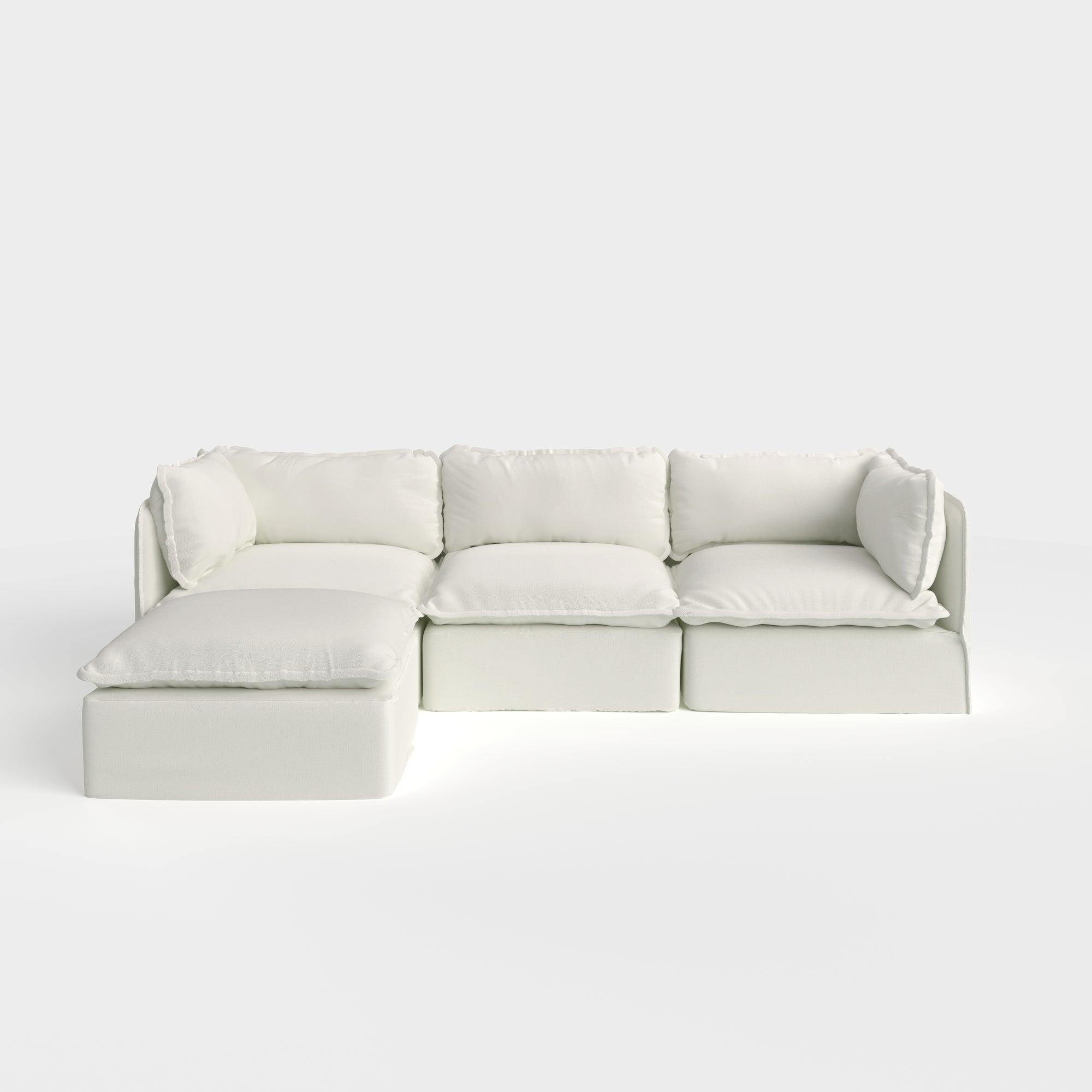 Slipcover Only - Modular Outdoor Washable 3-Seater Sectional | Classic Canvas in Cloud