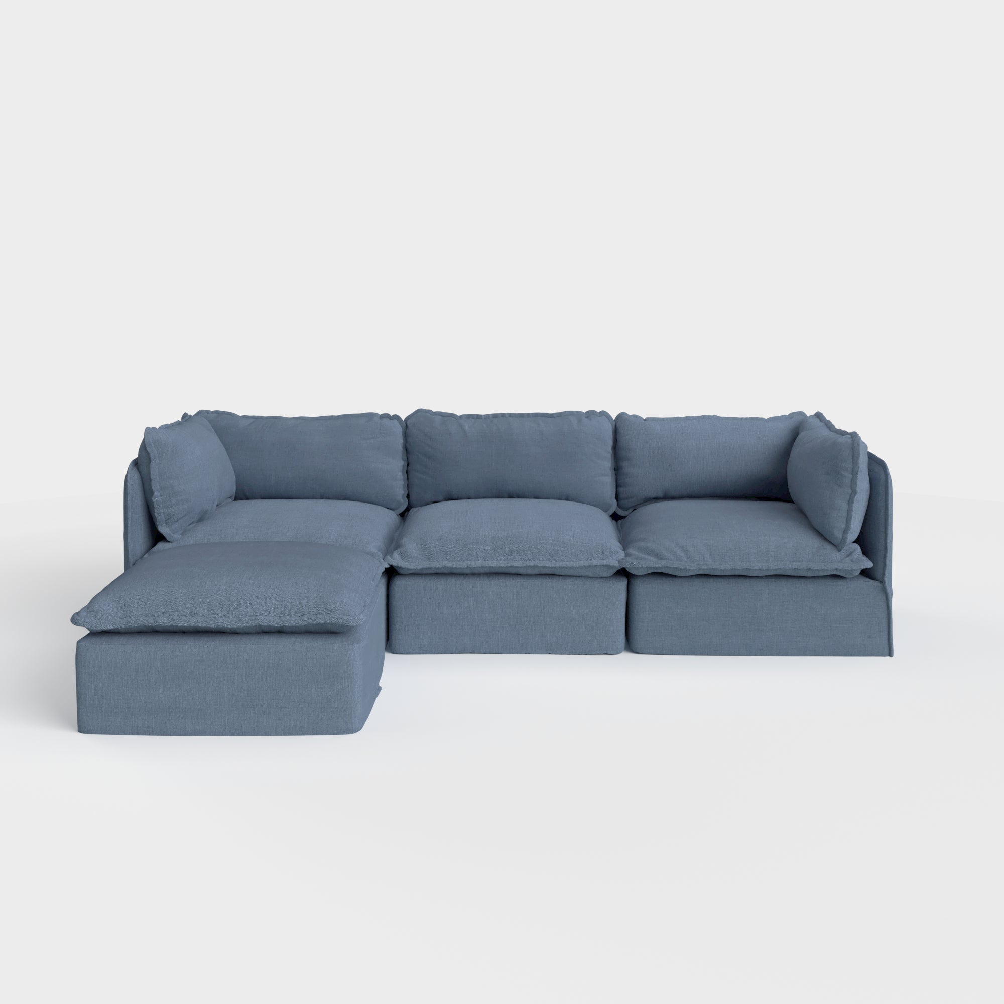 Slipcover Only - Modular Outdoor Washable 3-Seater Sectional | Classic Canvas in Ocean