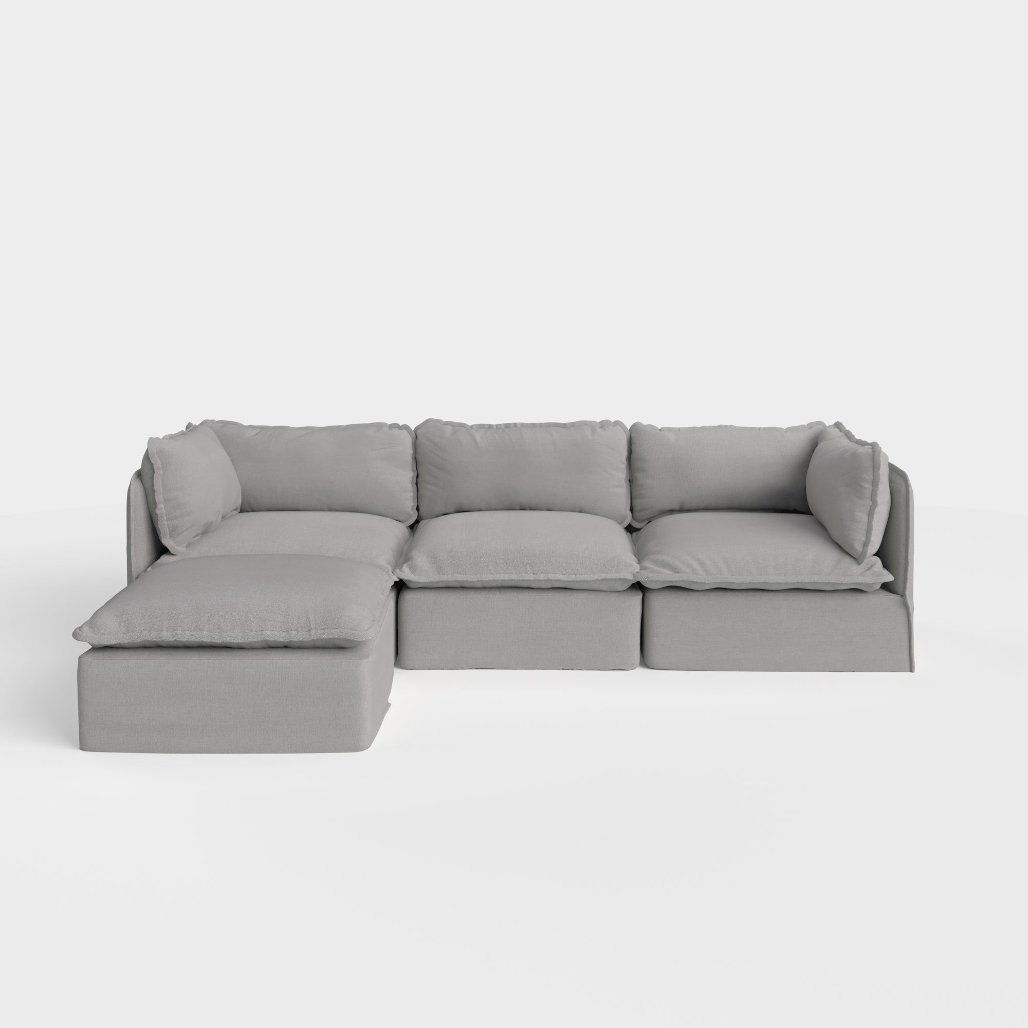 Slipcover Only - Modular Outdoor Washable 3-Seater Sectional | Classic Canvas in Stone Gray