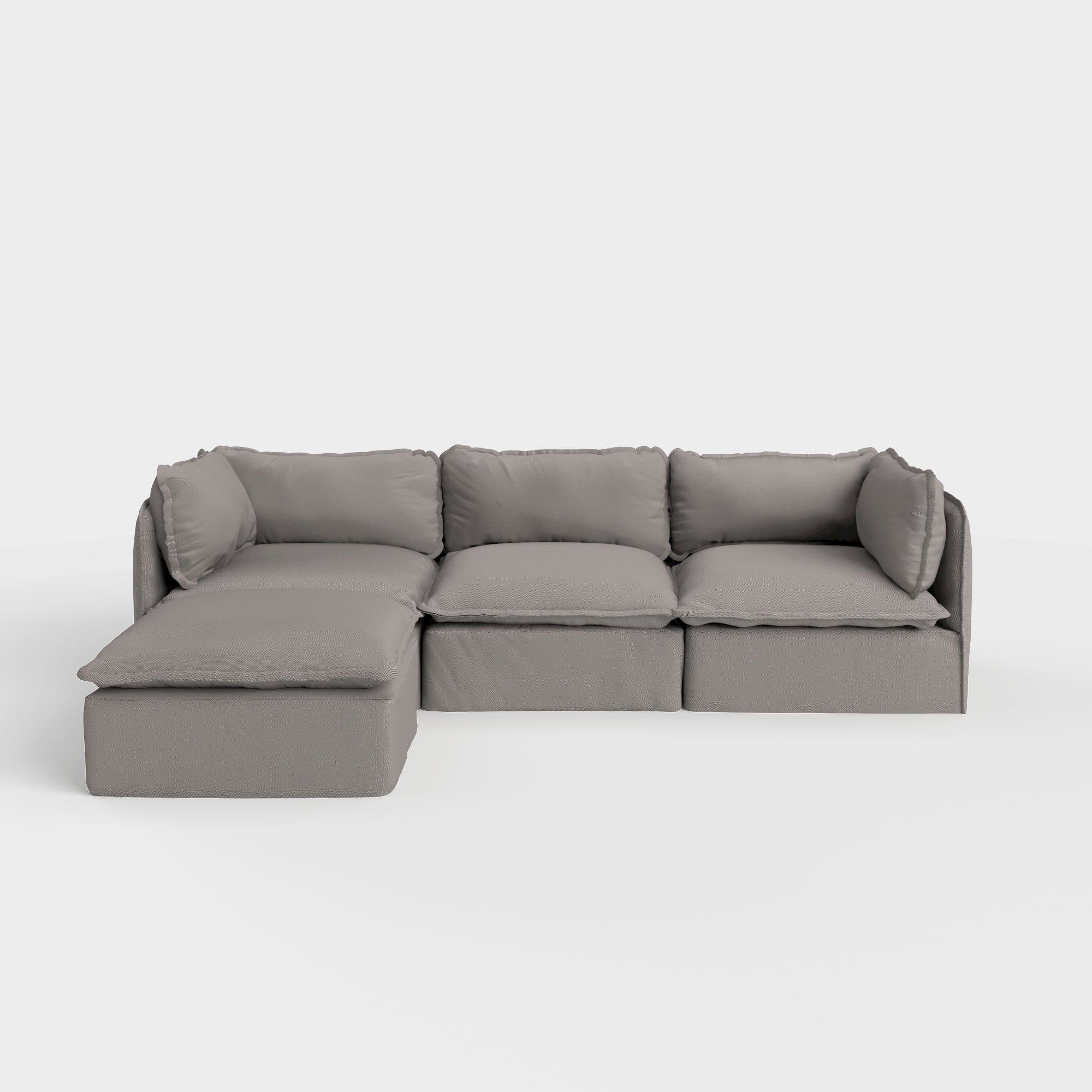 Slipcover Only - Modular Outdoor Washable 3-Seater Sectional | Nano Slubweave in Haze Gray