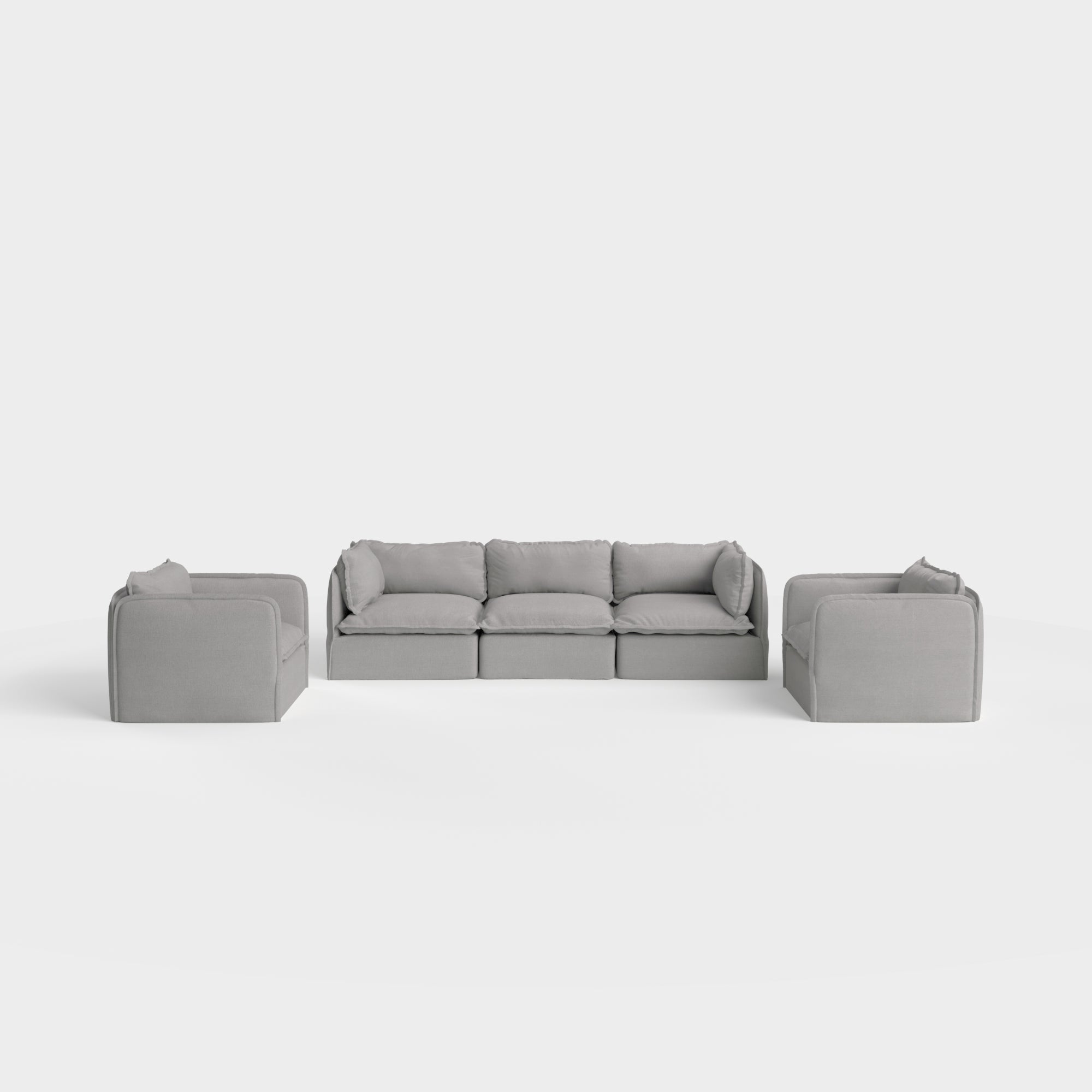 Slipcover Only - Modular Outdoor Washable 3-Seater Sofa + Armchair Set | Classic Canvas in Stone Gray