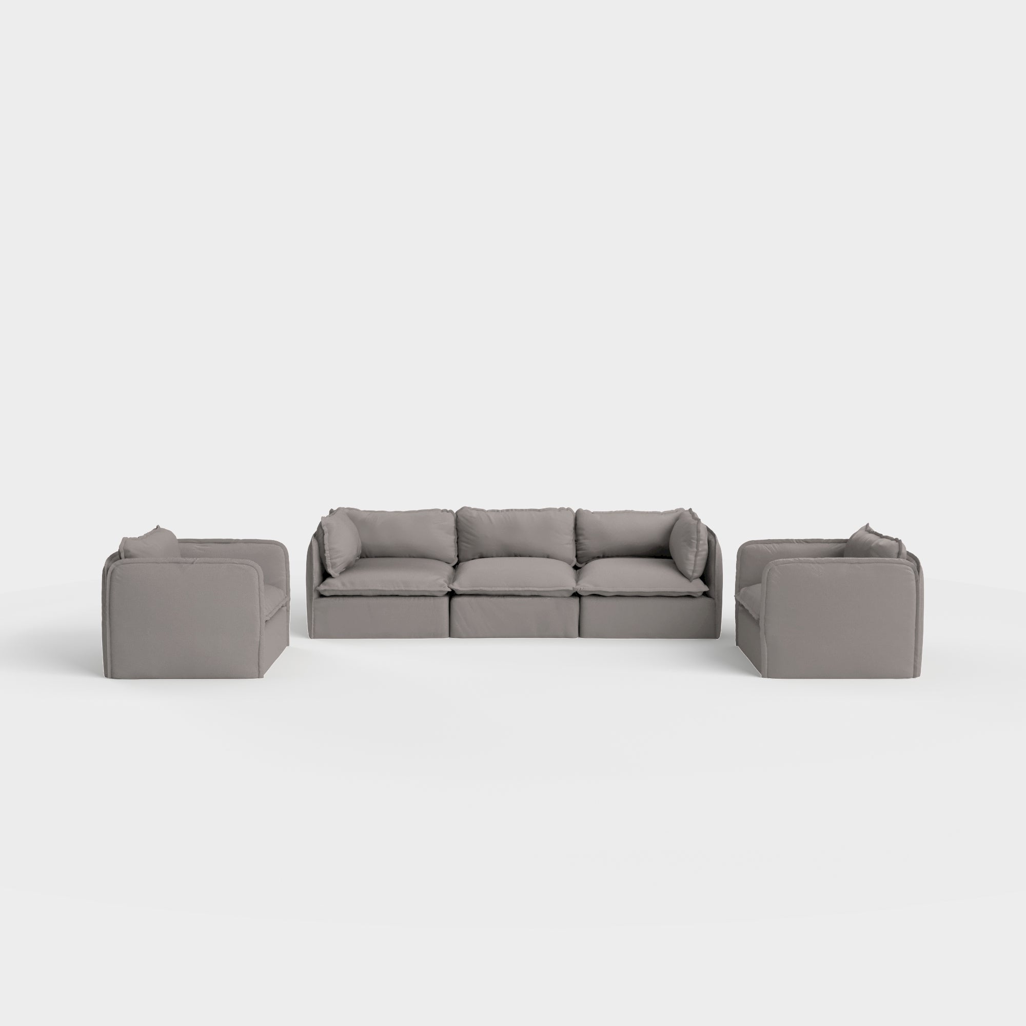 Slipcover Only - Modular Outdoor Washable 3-Seater Sofa + Armchair Set | Nano Slubweave in Haze Gray