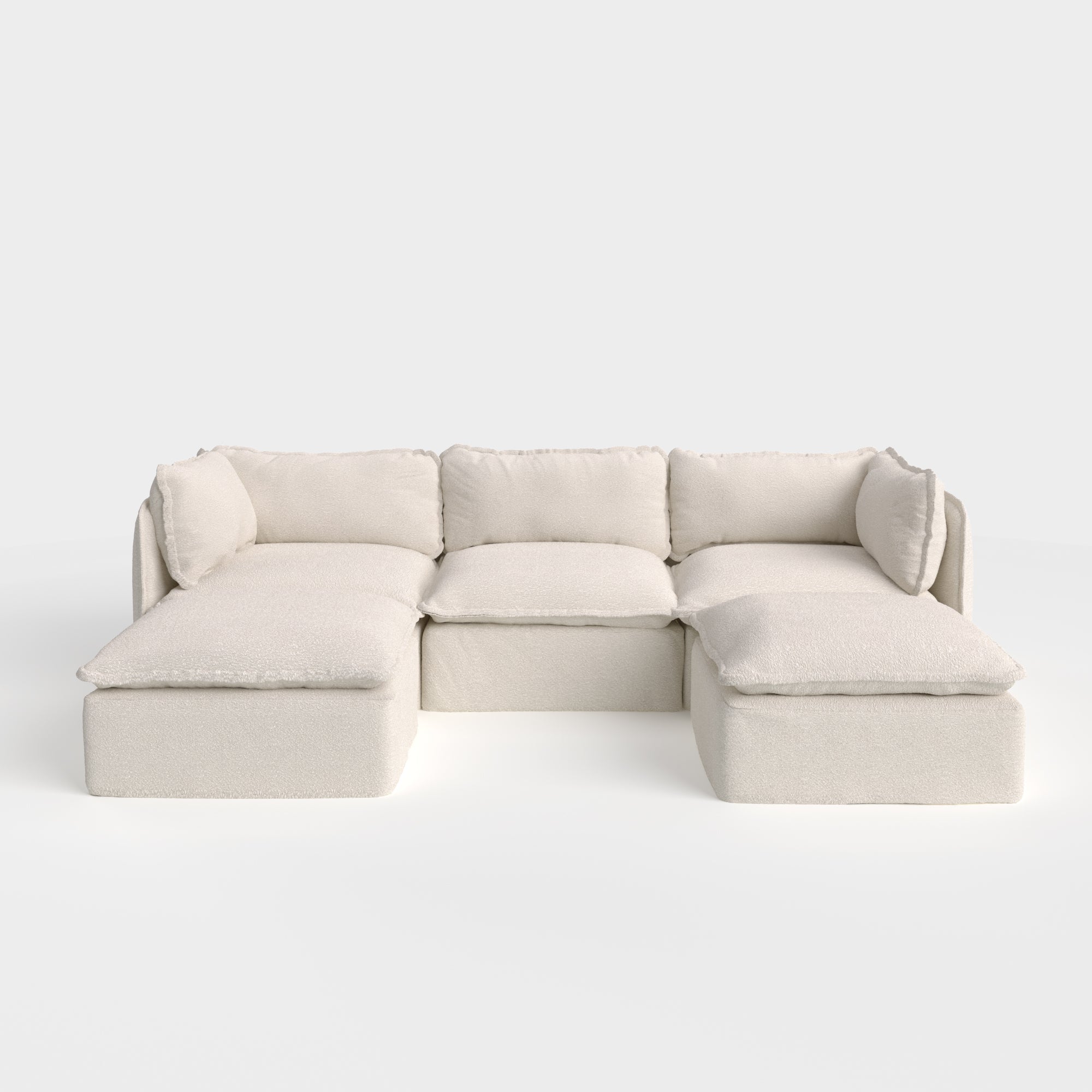 Slipcover Only - Modular Outdoor Washable 3-Seater U-Sectional | Alfresco Boucle in Creme