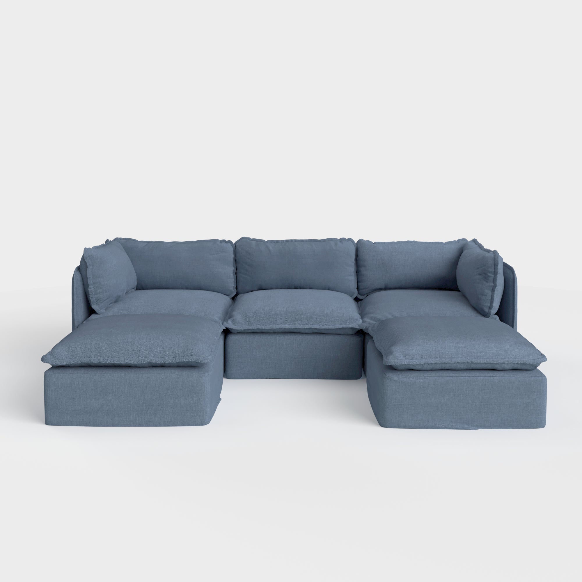 Slipcover Only - Modular Outdoor Washable 3-Seater U-Sectional | Classic Canvas in Ocean