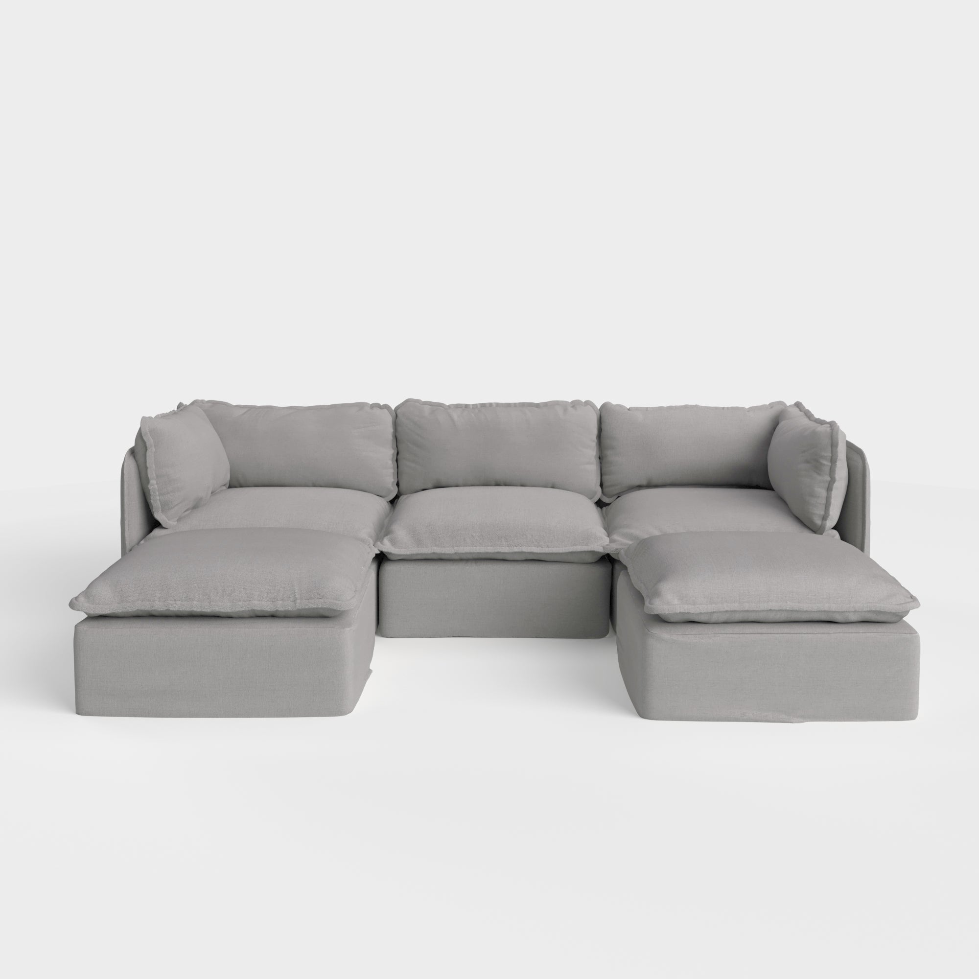 Slipcover Only - Modular Outdoor Washable 3-Seater U-Sectional | Classic Canvas in Stone Gray