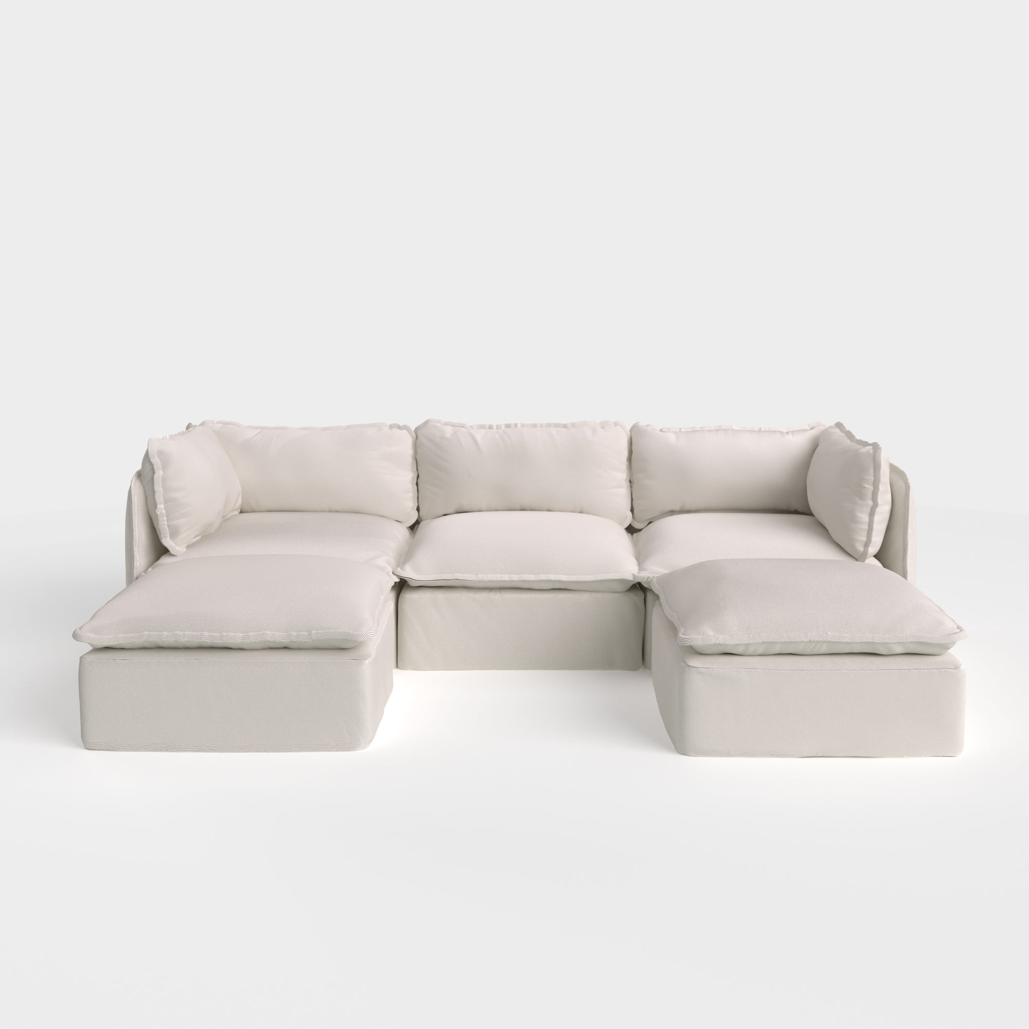 Slipcover Only - Modular Outdoor Washable 3-Seater U-Sectional | Nano Slubweave in Chai