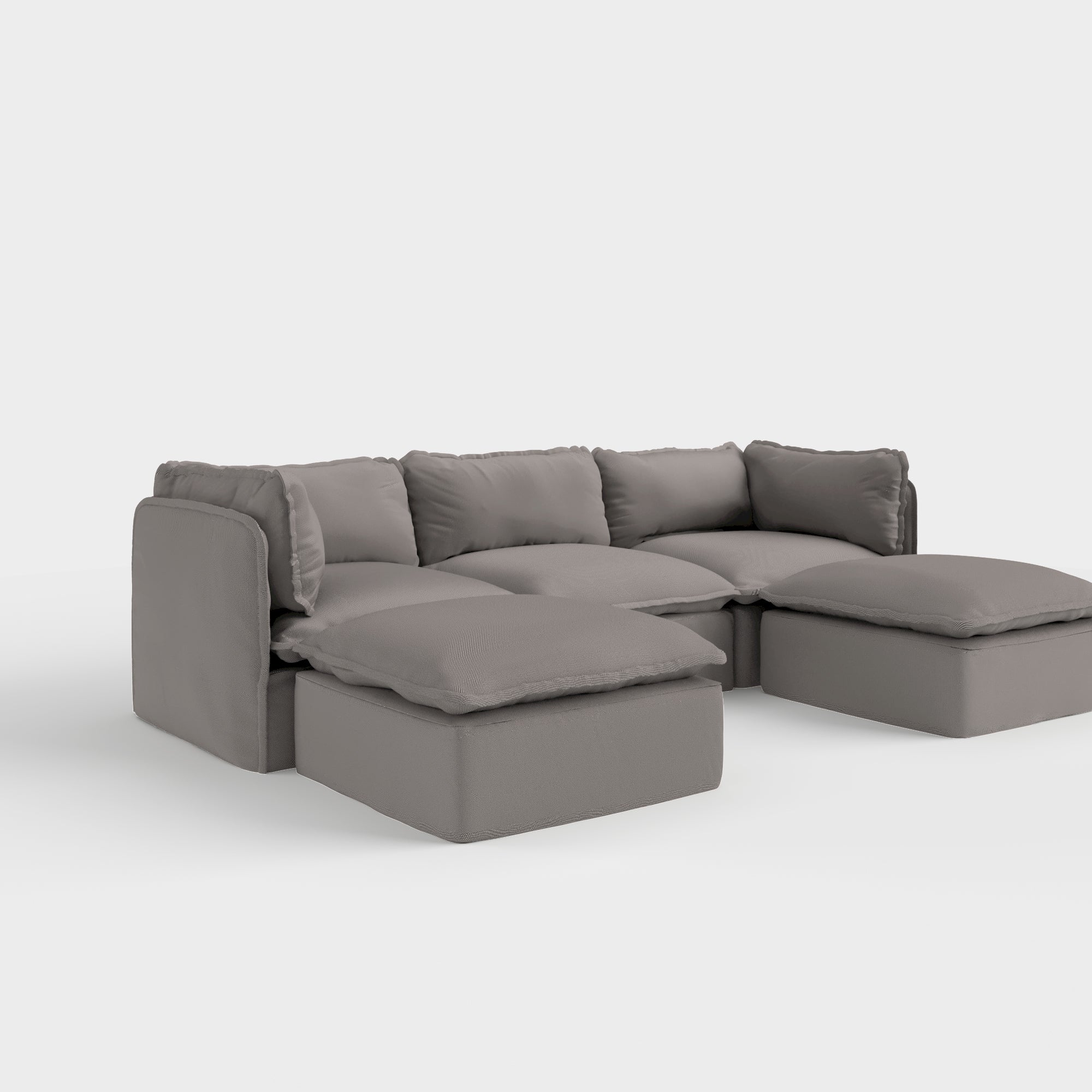 Slipcover Only - Modular Outdoor Washable 3-Seater U-Sectional | Nano Slubweave in Haze Gray