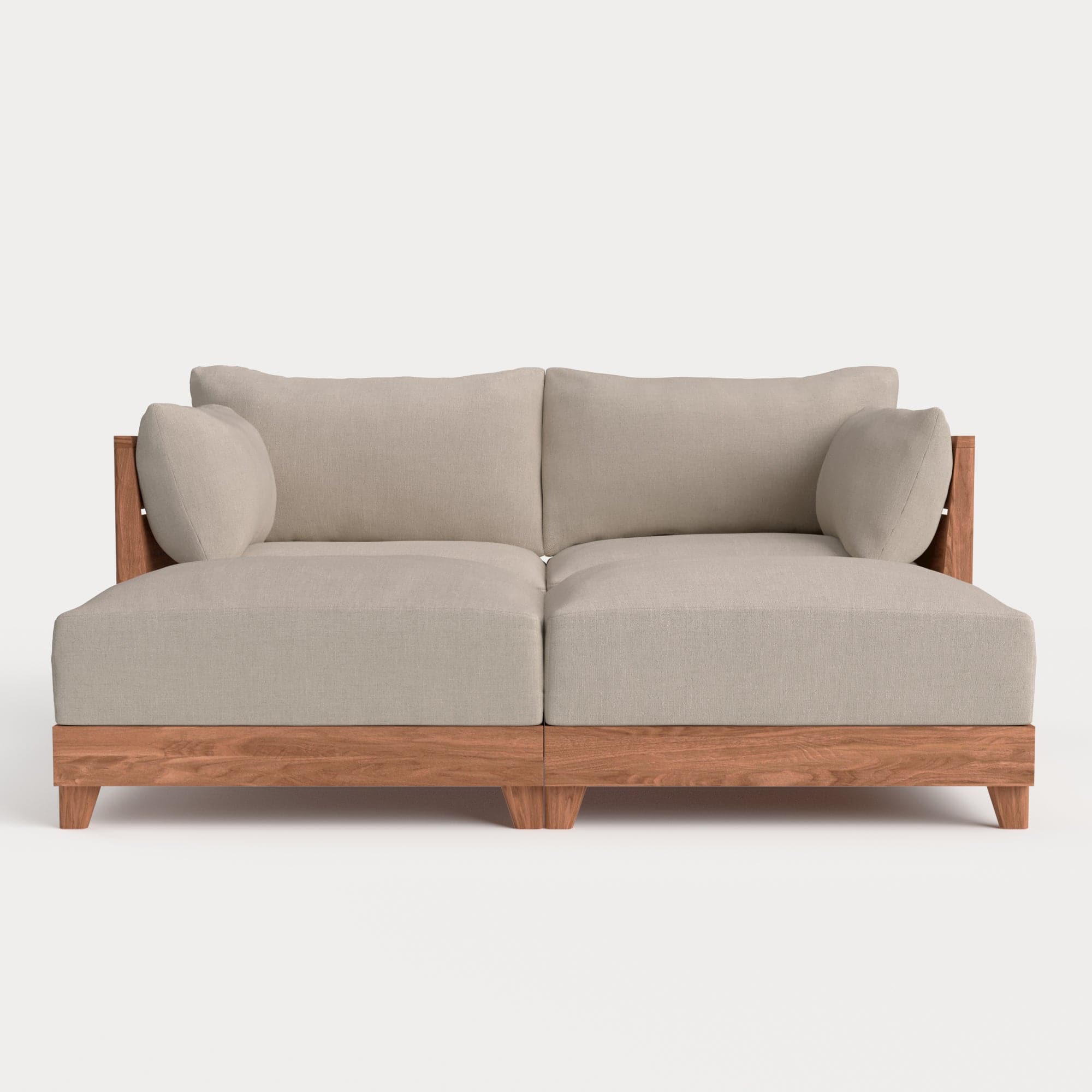 Dwell™ Modular Teak Outdoor Loveseat Daybed | Classic Canvas in Sand