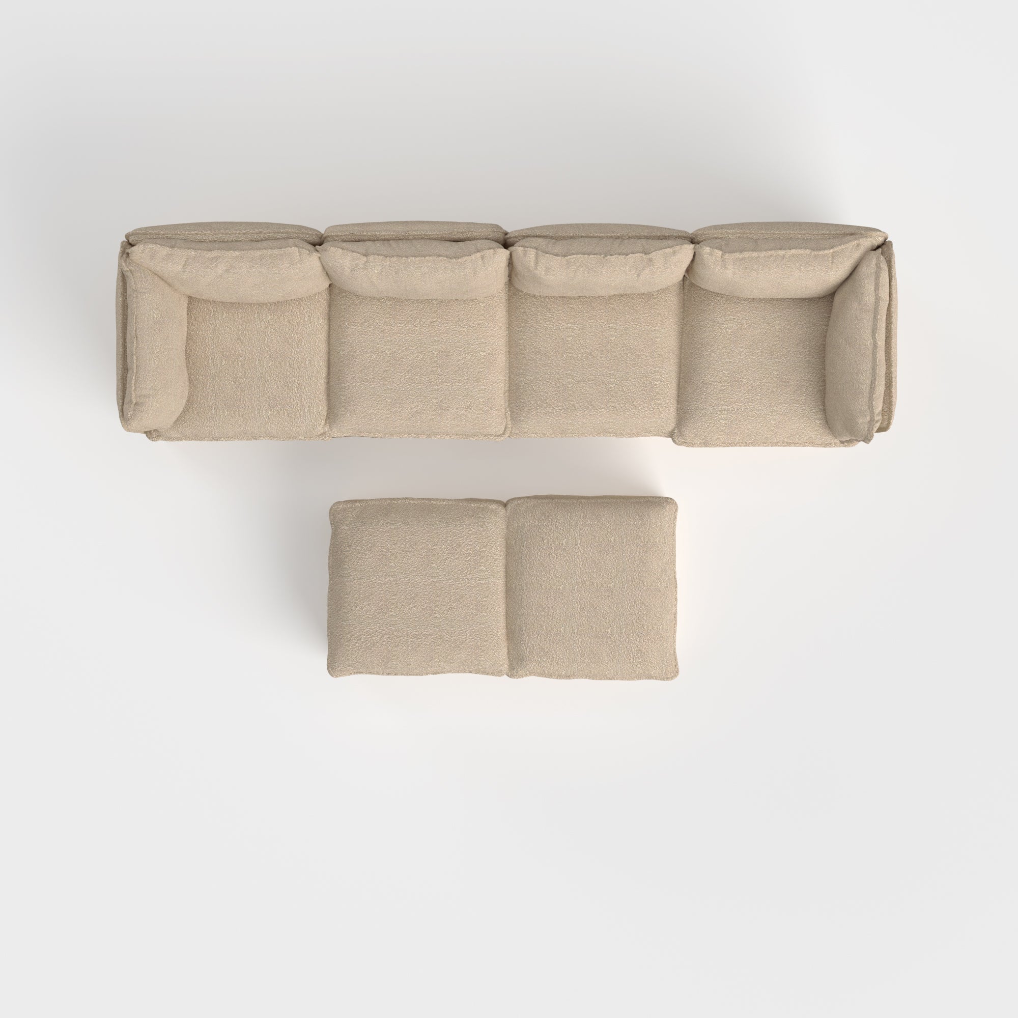 Slipcover Only - Modular Outdoor Washable 4-Seater + Bench Ottoman | Alfresco Boucle in Cashew