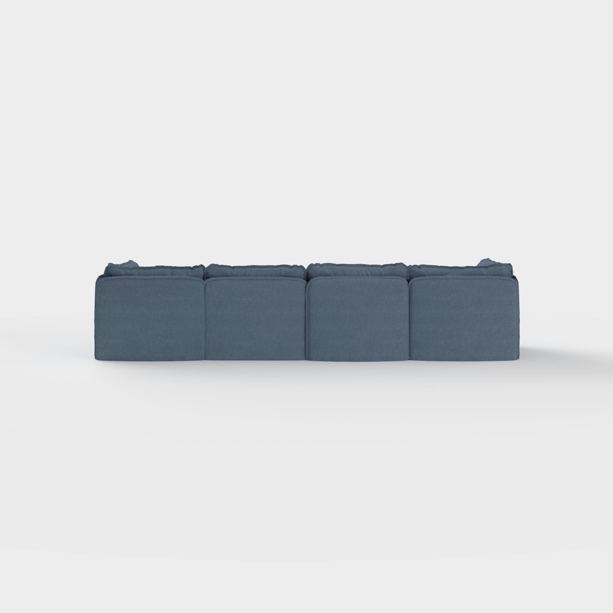 Slipcover Only - Modular Outdoor Washable 4-Seater + Bench Ottoman | Classic Canvas in Ocean