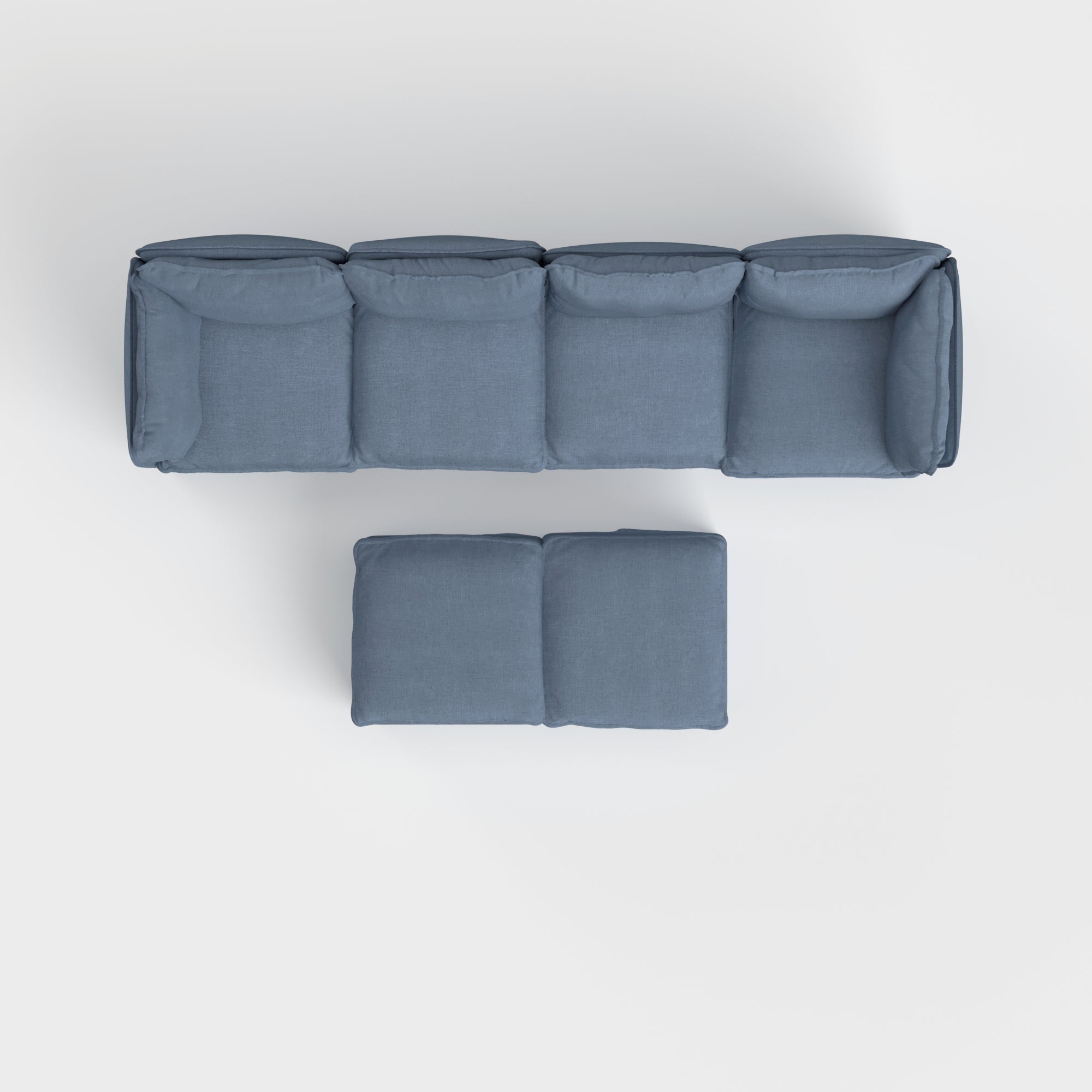 Slipcover Only - Modular Outdoor Washable 4-Seater + Bench Ottoman | Classic Canvas in Ocean