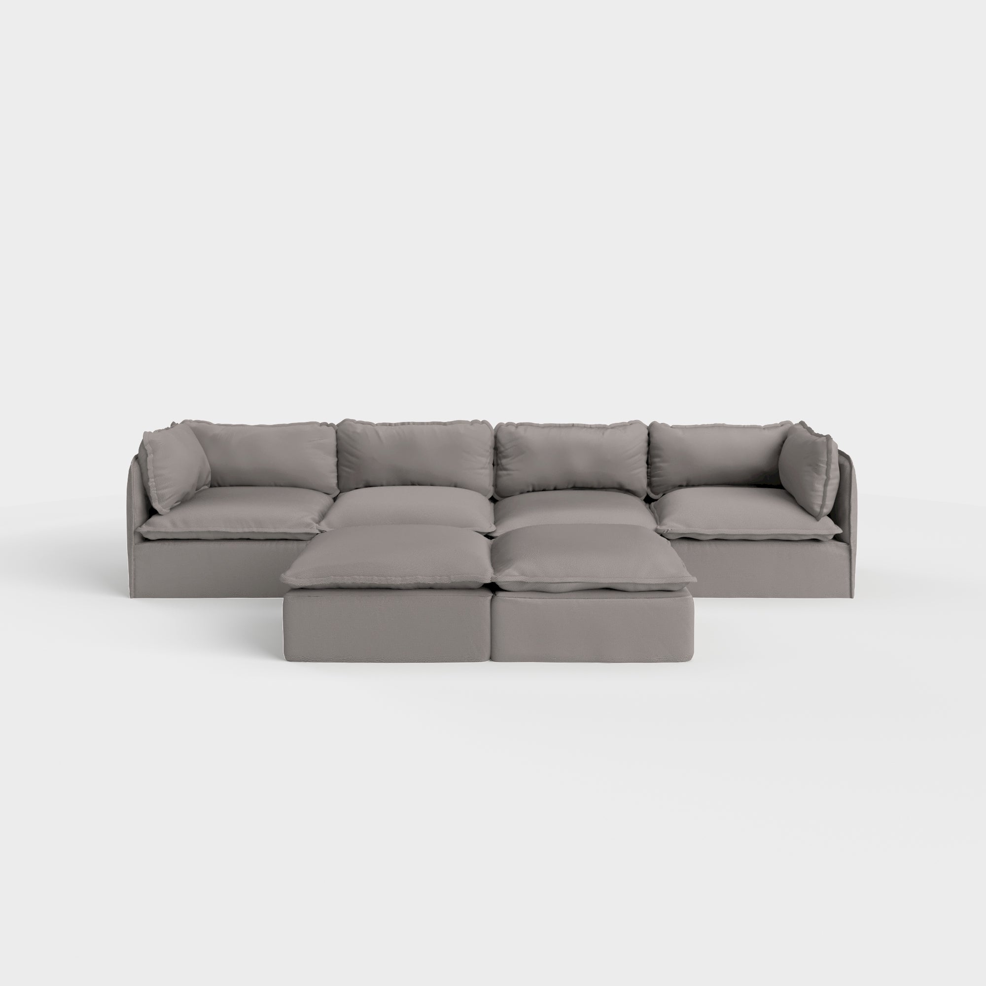 Slipcover Only - Modular Outdoor Washable 4-Seater + Bench Ottoman | Nano Slubweave in Haze Gray