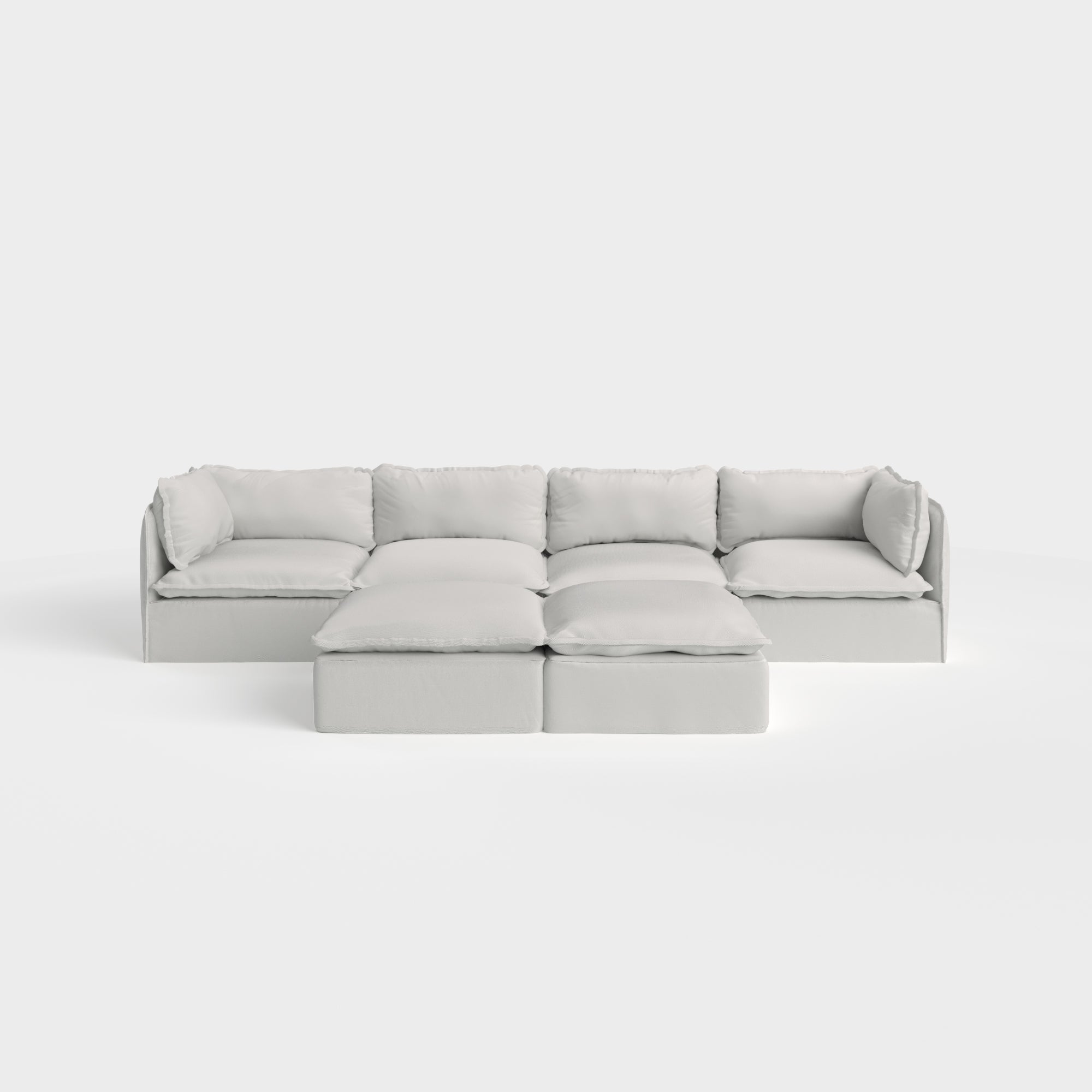 Slipcover Only - Modular Outdoor Washable 4-Seater + Bench Ottoman | Nano Slubweave in Mist