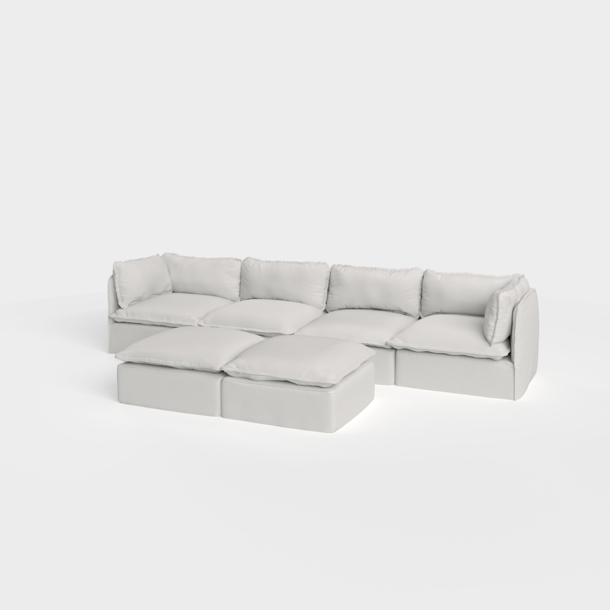 Slipcover Only - Modular Outdoor Washable 4-Seater + Bench Ottoman | Nano Slubweave in Mist