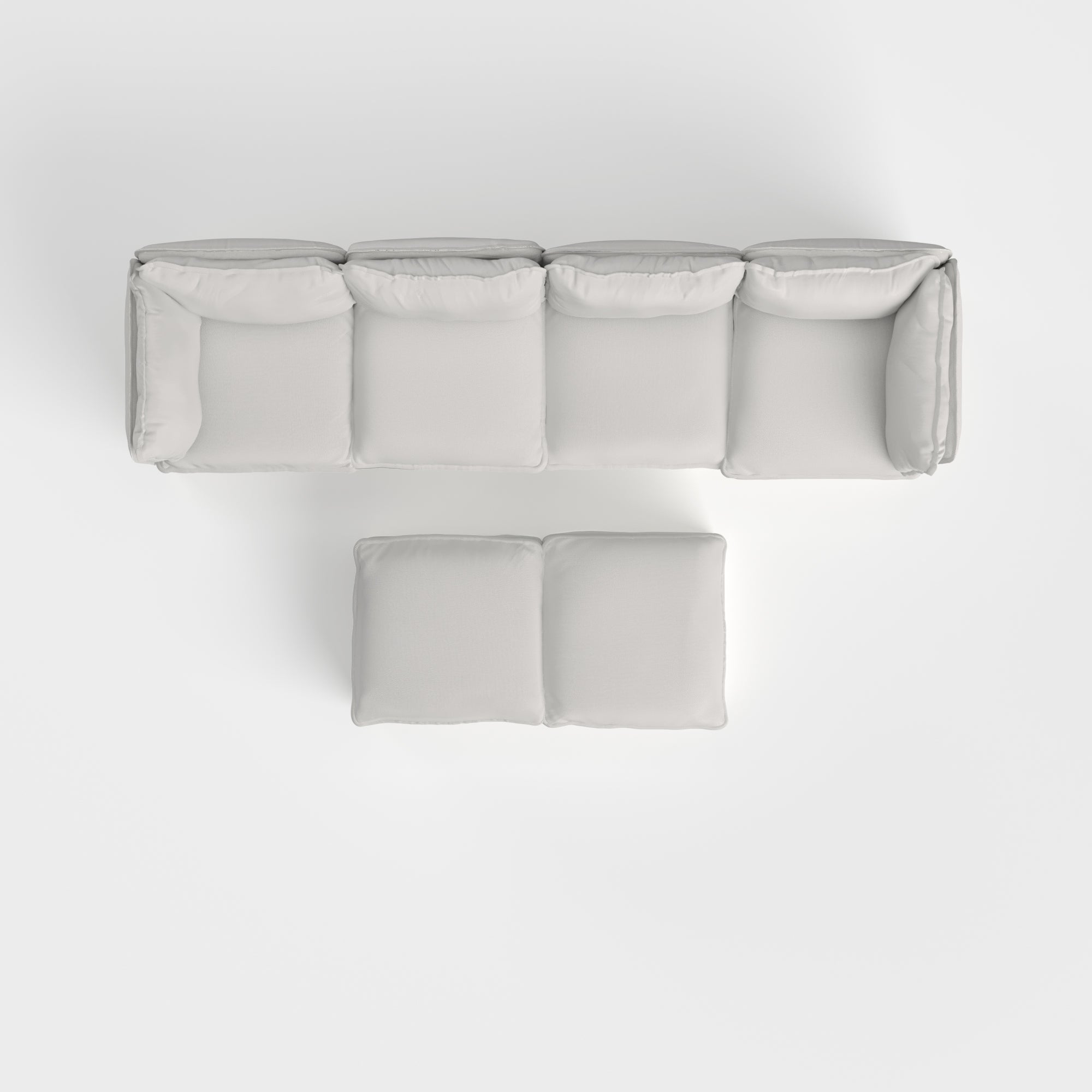 Slipcover Only - Modular Outdoor Washable 4-Seater + Bench Ottoman | Nano Slubweave in Mist