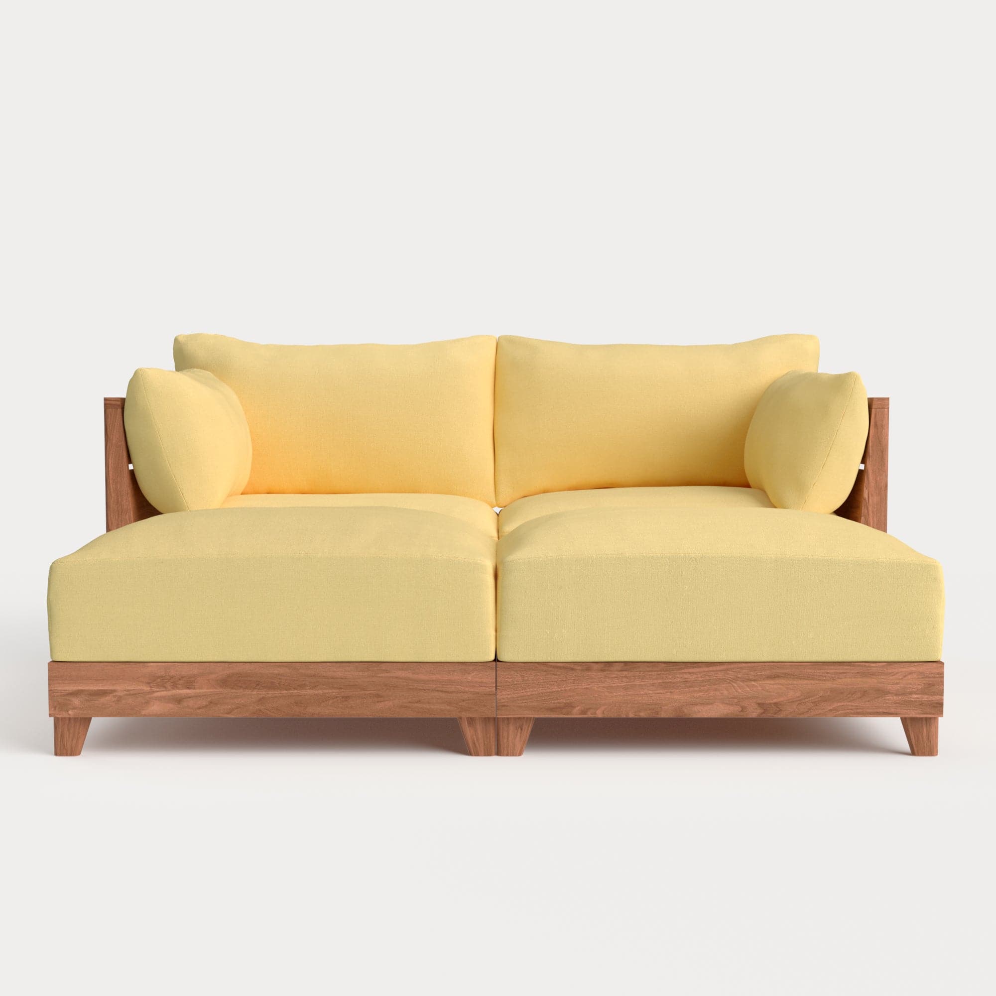 Dwell™ Modular Teak Outdoor Loveseat Daybed | Classic Canvas in Sun