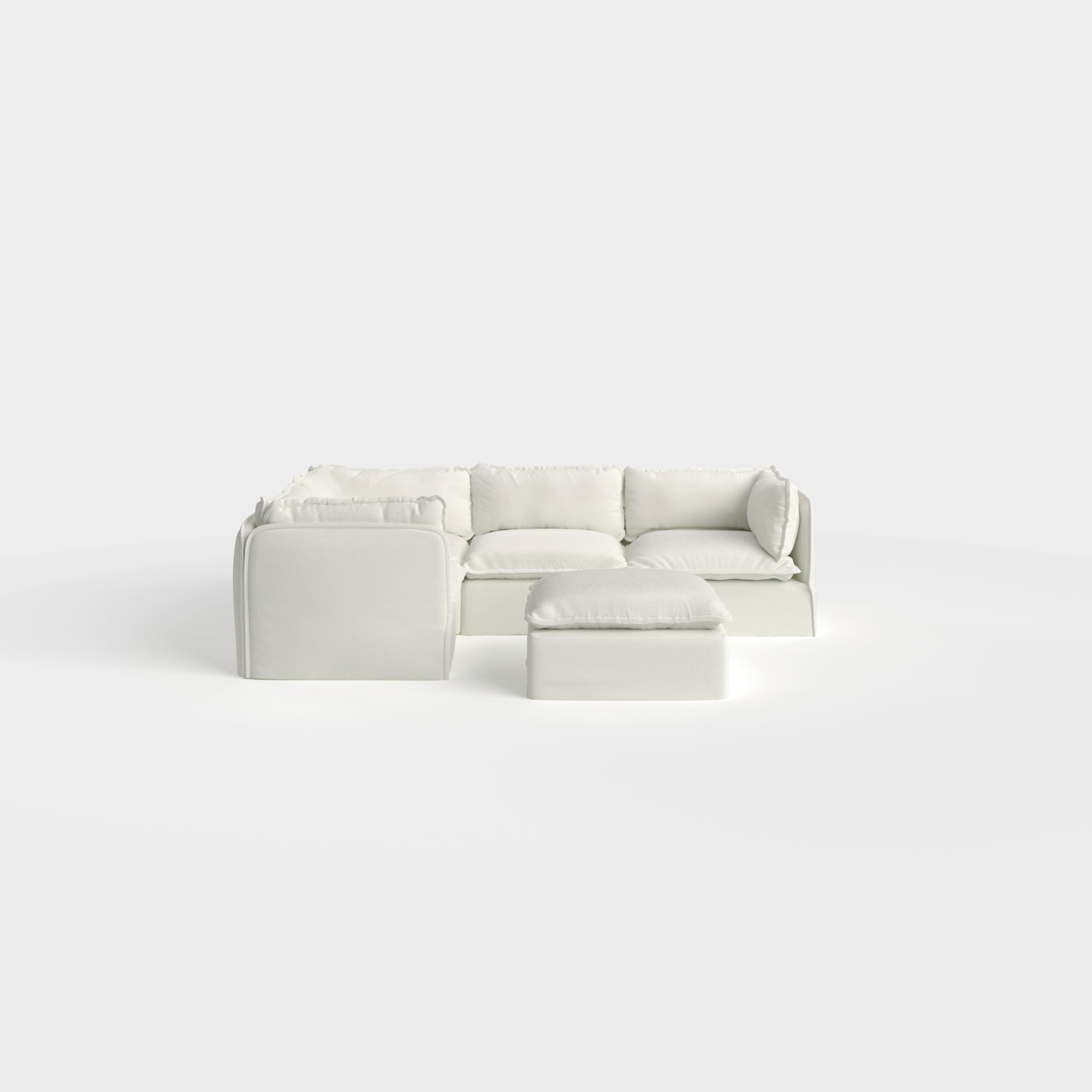 Slipcover Only - Modular Outdoor Washable 4-Seater Corner Sectional + Ottoman | Classic Canvas in Cloud
