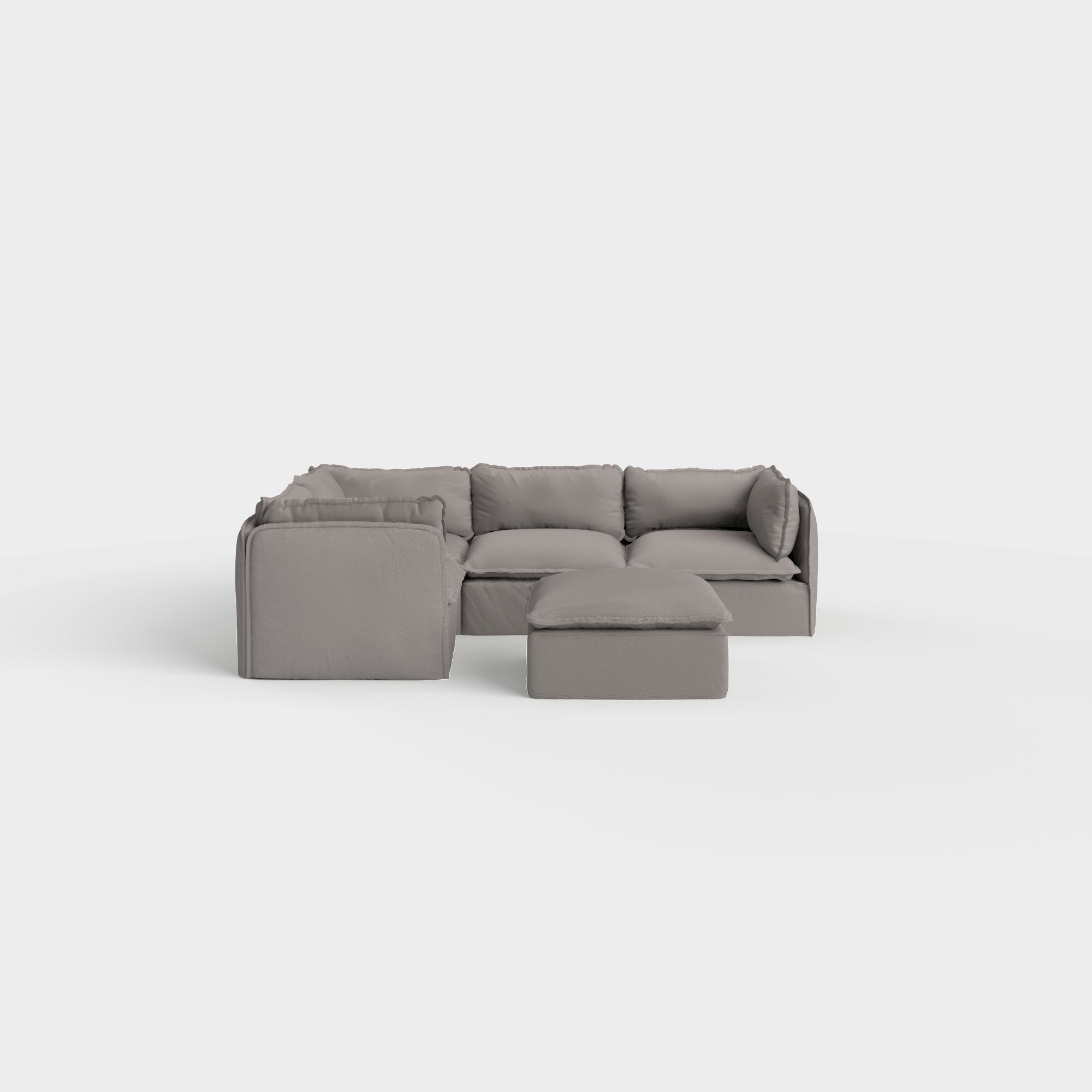 Slipcover Only - Modular Outdoor Washable 4-Seater Corner Sectional + Ottoman | Nano Slubweave in Haze Gray