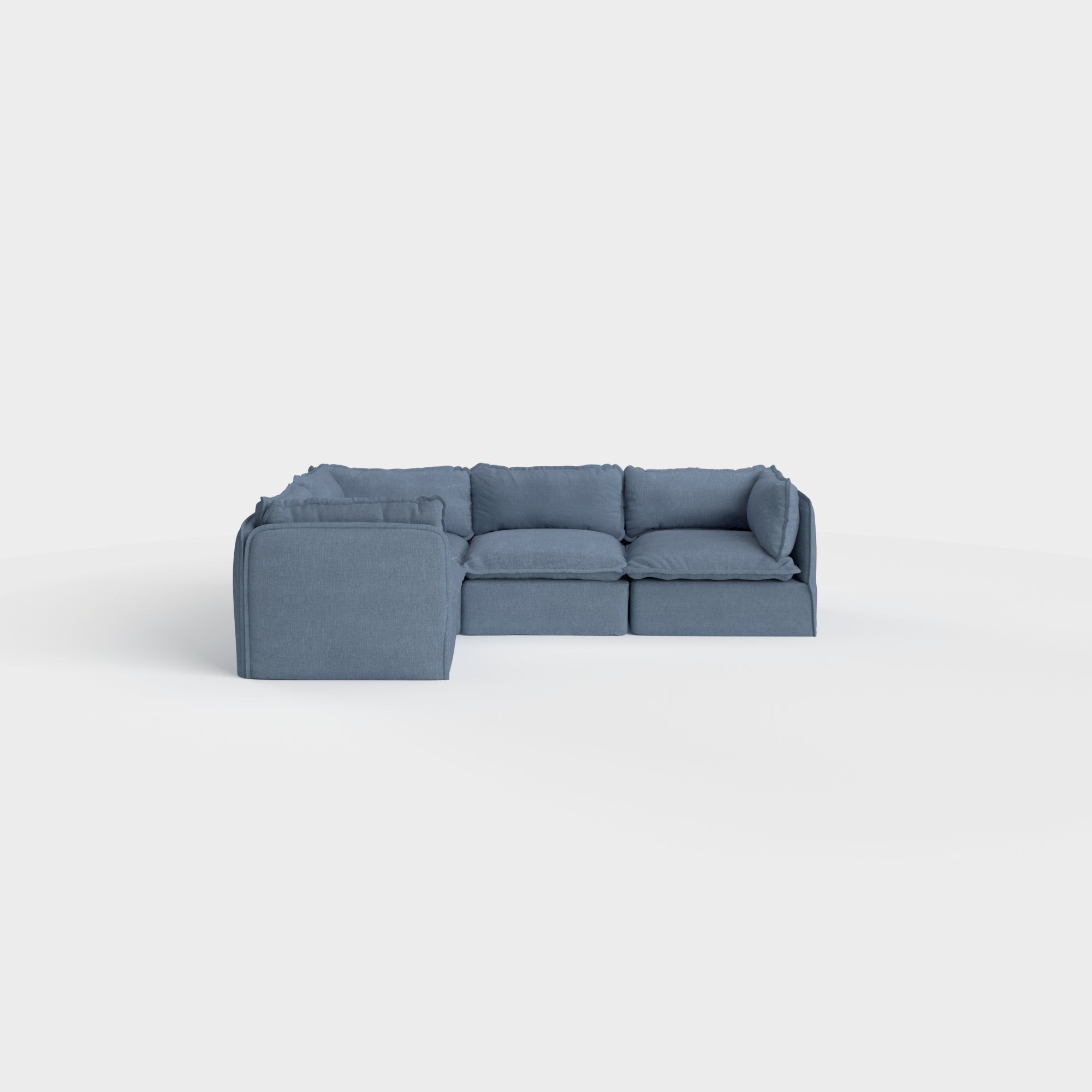 Slipcover Only - Modular Outdoor Washable 4-Seater Corner Sectional | Classic Canvas in Ocean
