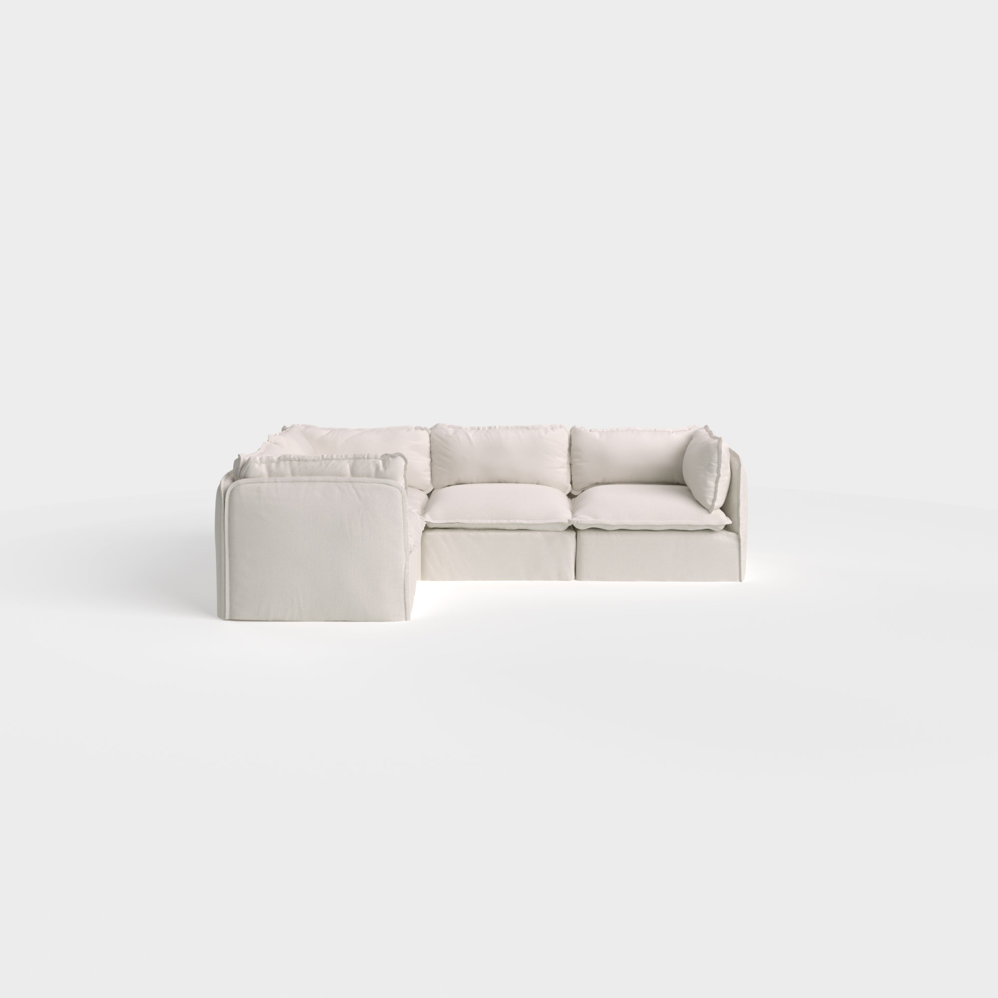 Slipcover Only - Modular Outdoor Washable 4-Seater Corner Sectional | Nano Slubweave in Chai
