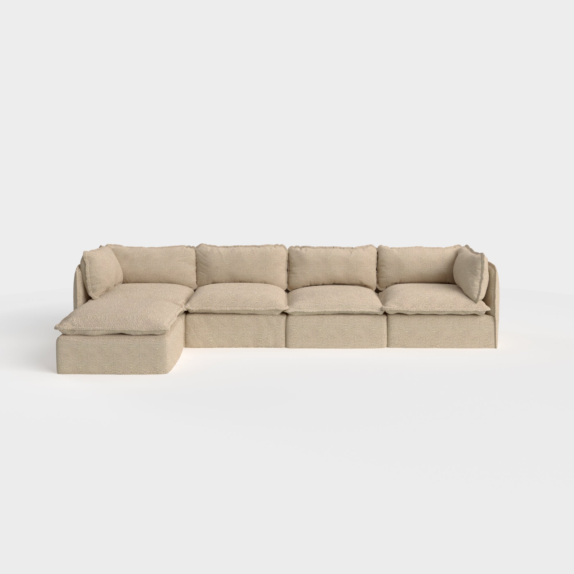Slipcover Only - Modular Outdoor Washable 4-Seater Sectional | Alfresco Boucle in Cashew