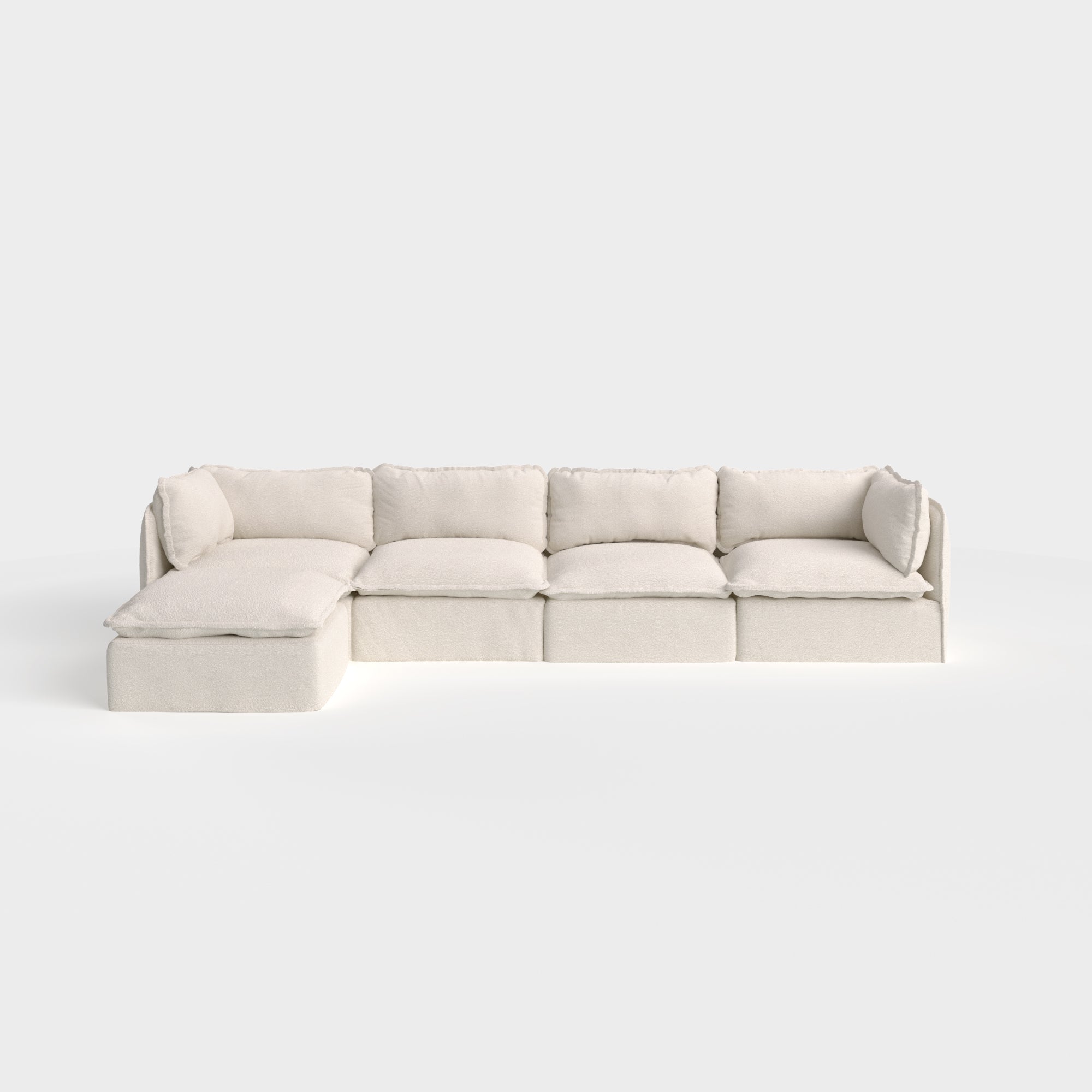 Slipcover Only - Modular Outdoor Washable 4-Seater Sectional | Alfresco Boucle in Creme