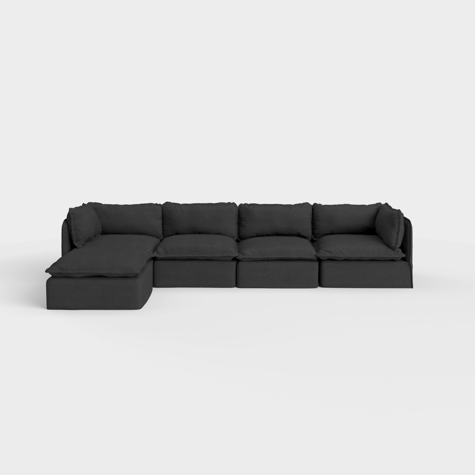 Slipcover Only - Modular Outdoor Washable 4-Seater Sectional | Classic Canvas in Charcoal