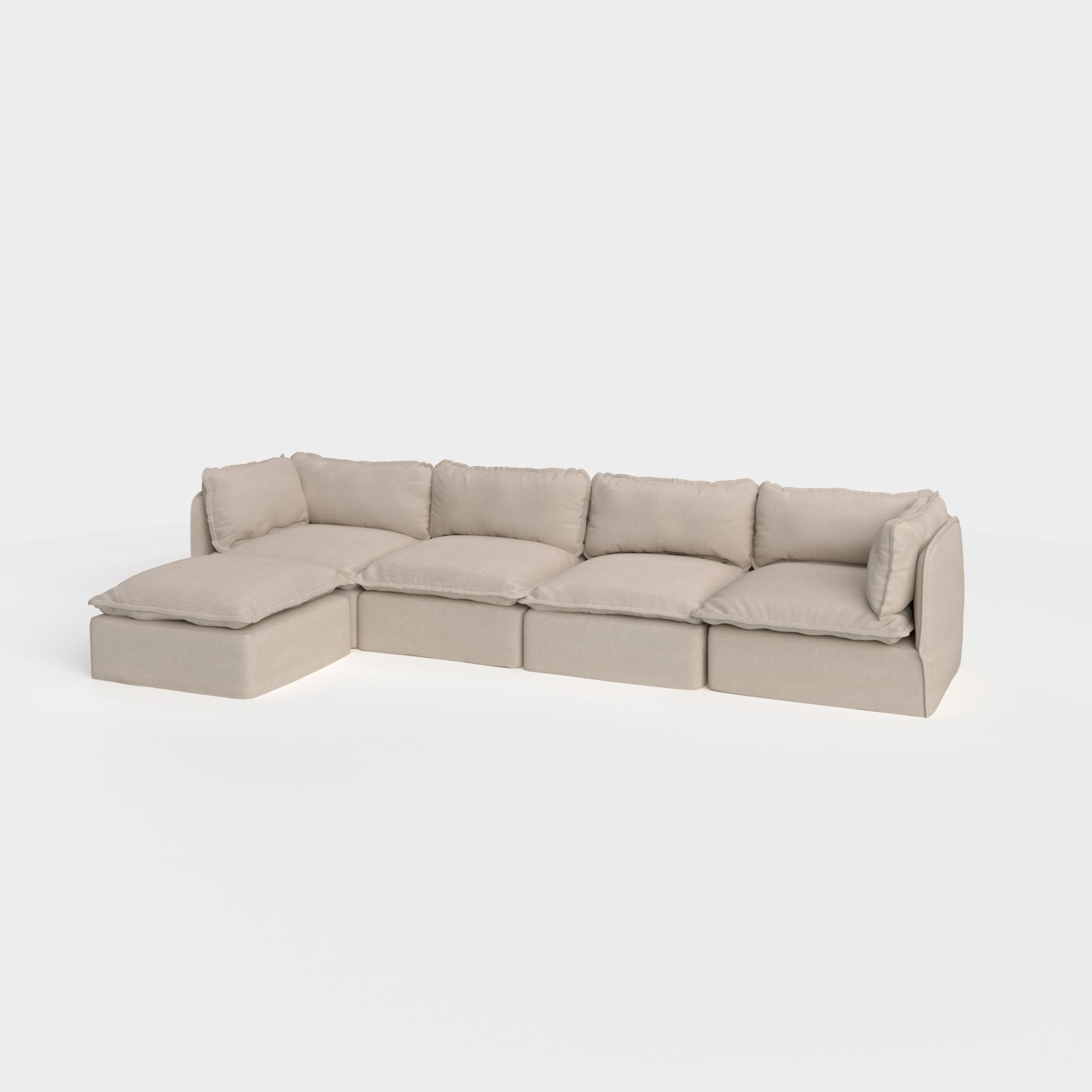 Slipcover Only - Modular Outdoor Washable 4-Seater Sectional | Classic Canvas in Sand
