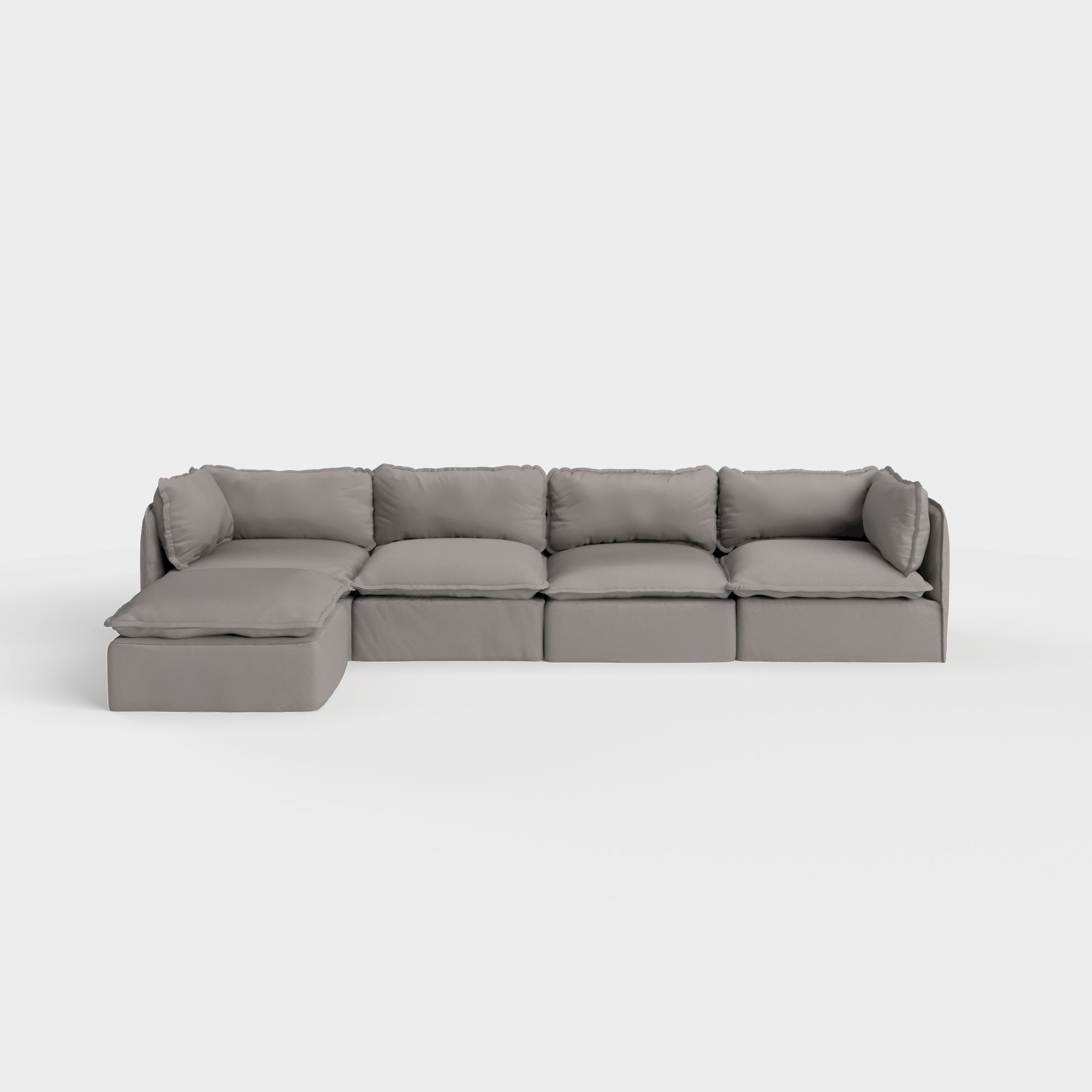 Slipcover Only - Modular Outdoor Washable 4-Seater Sectional | Nano Slubweave in Haze Gray