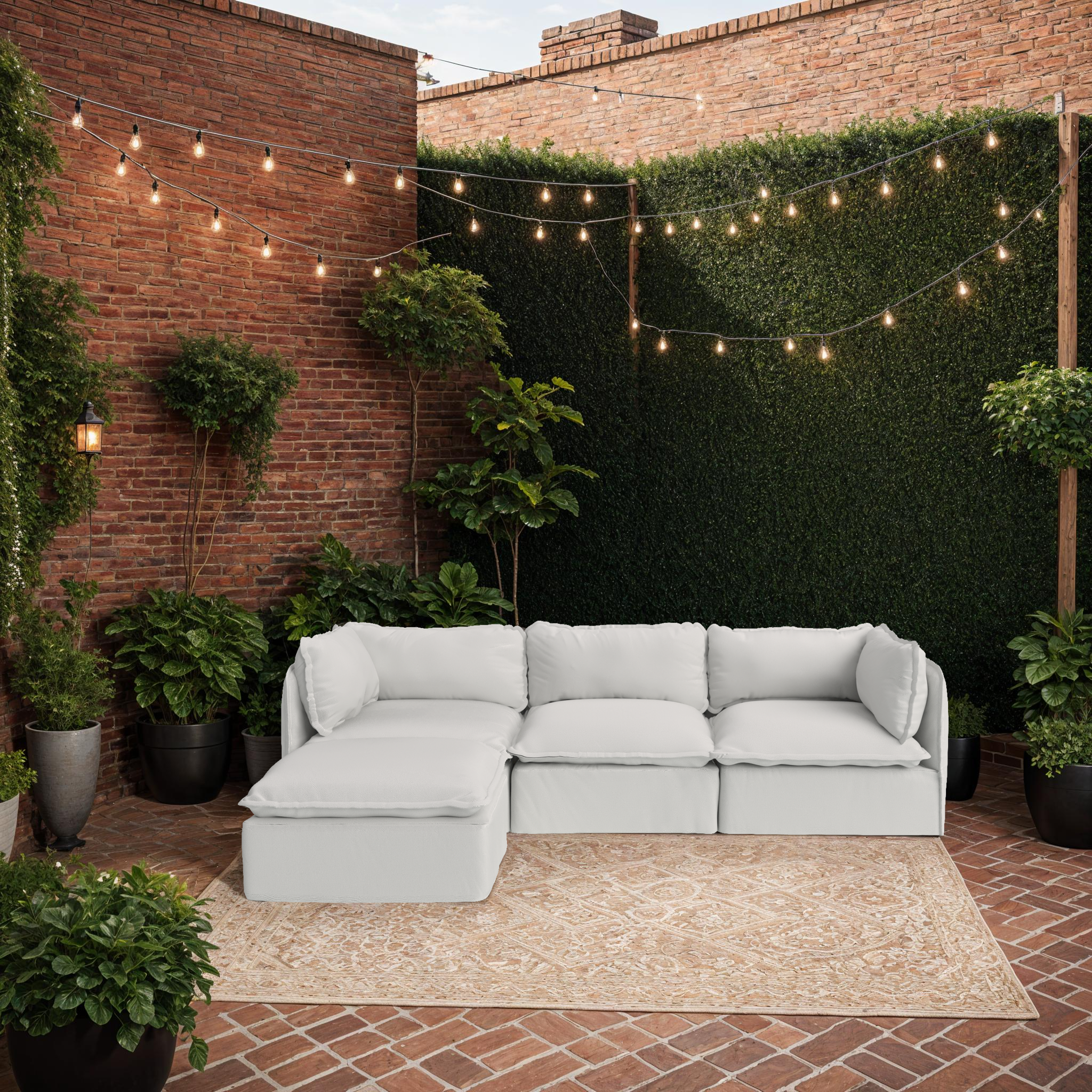 Slipcover Only - Modular Outdoor Washable 4-Seater Sectional | Nano Slubweave in Mist