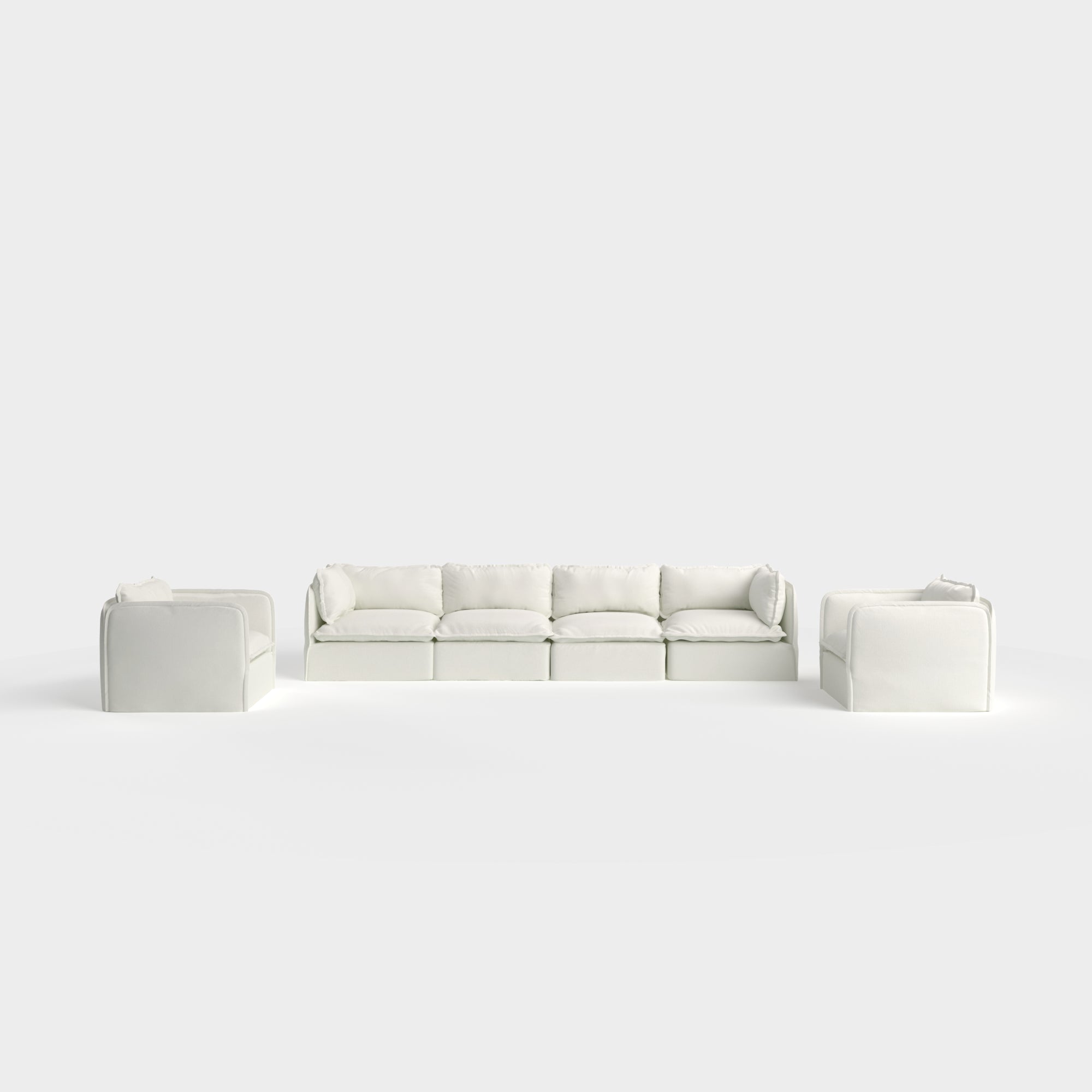 Slipcover Only - Modular Outdoor Washable 4-Seater Sofa + Armchair Set | Classic Canvas in Cloud