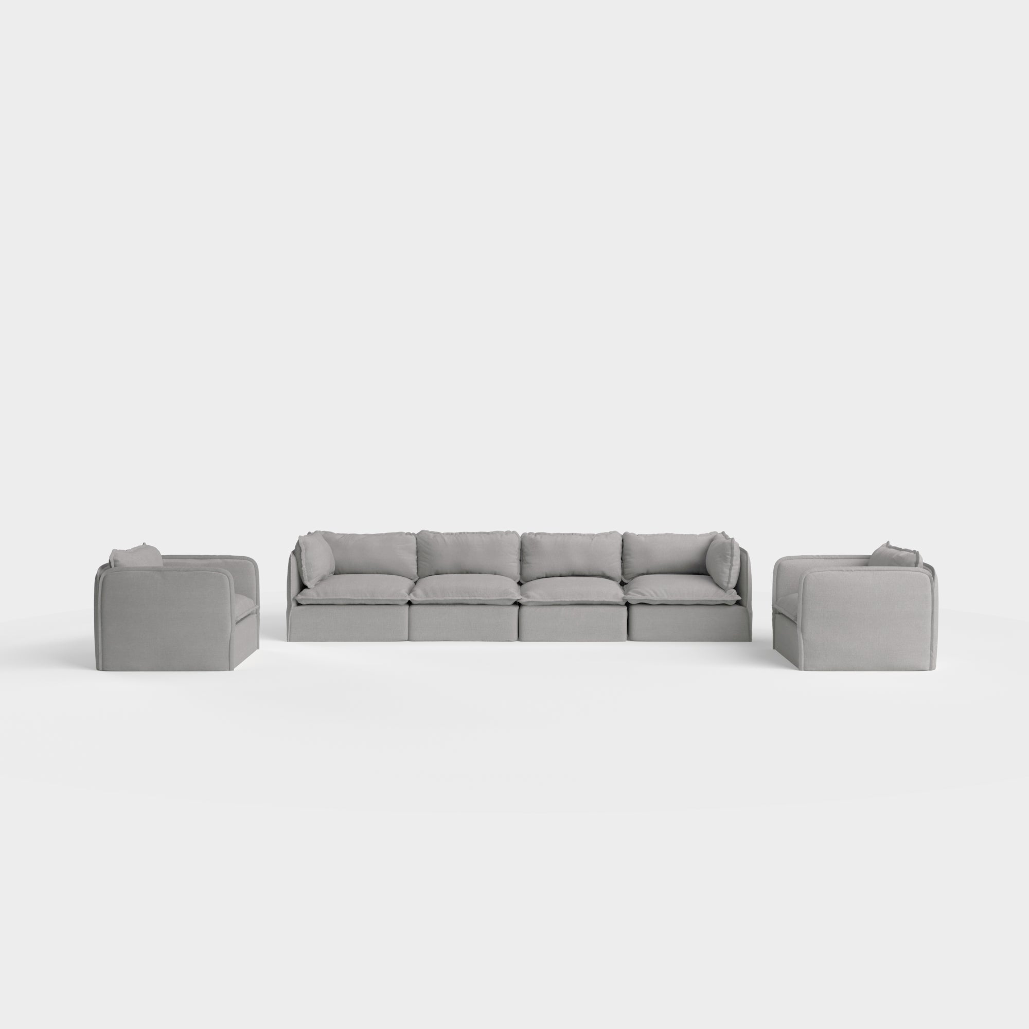 Slipcover Only - Modular Outdoor Washable 4-Seater Sofa + Armchair Set | Classic Canvas in Stone Gray