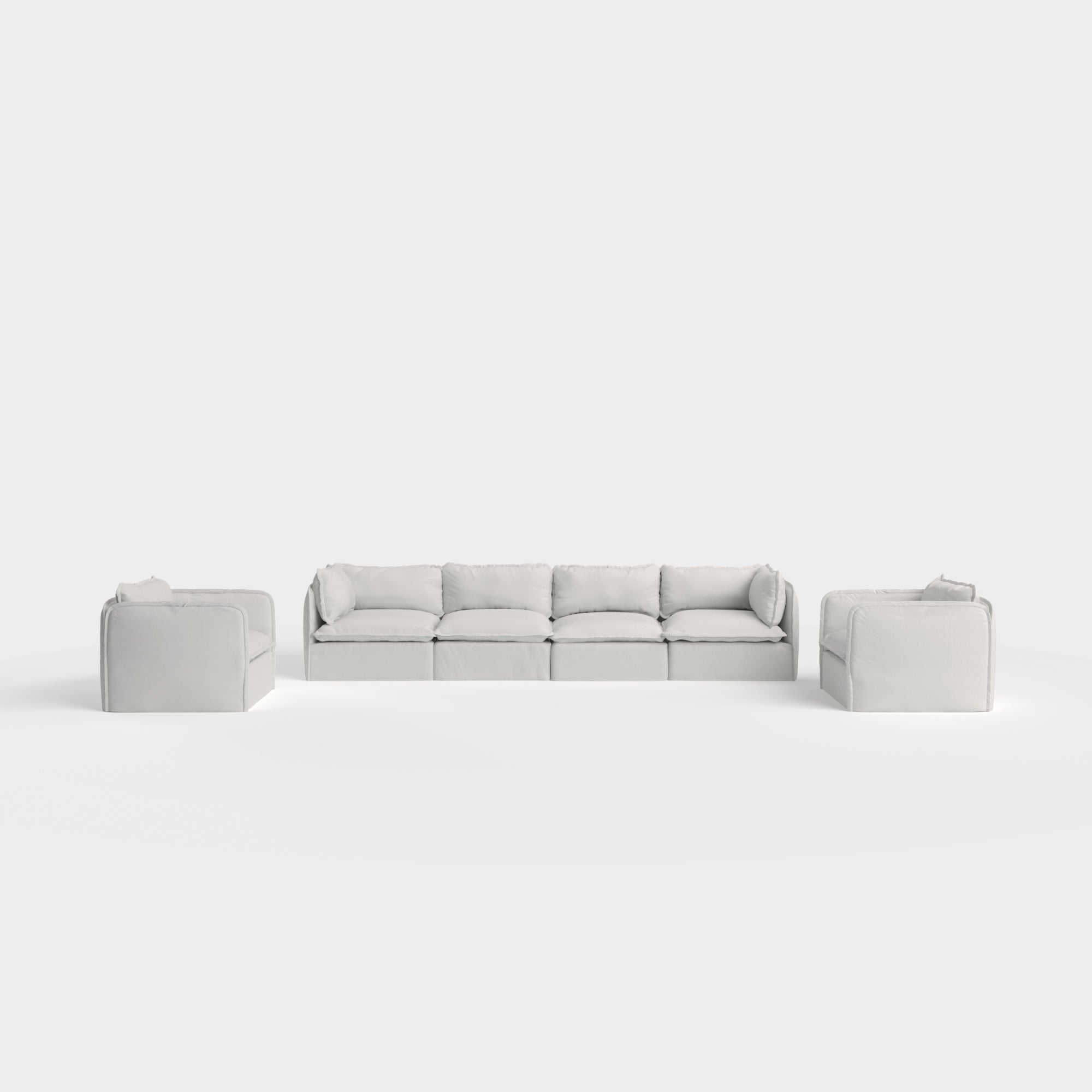 Slipcover Only - Modular Outdoor Washable 4-Seater Sofa + Armchair Set | Nano Slubweave in Mist
