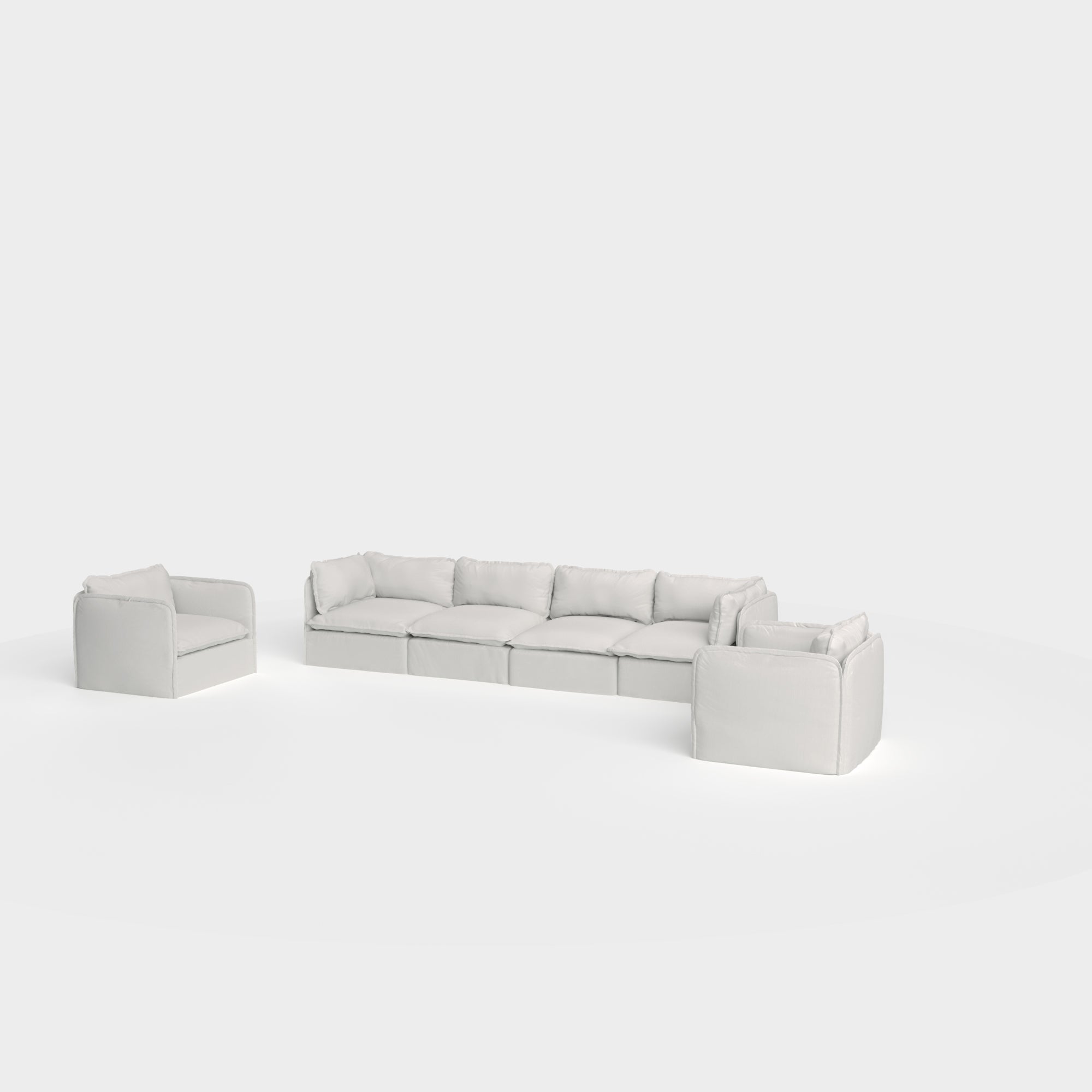 Slipcover Only - Modular Outdoor Washable 4-Seater Sofa + Armchair Set | Nano Slubweave in Mist