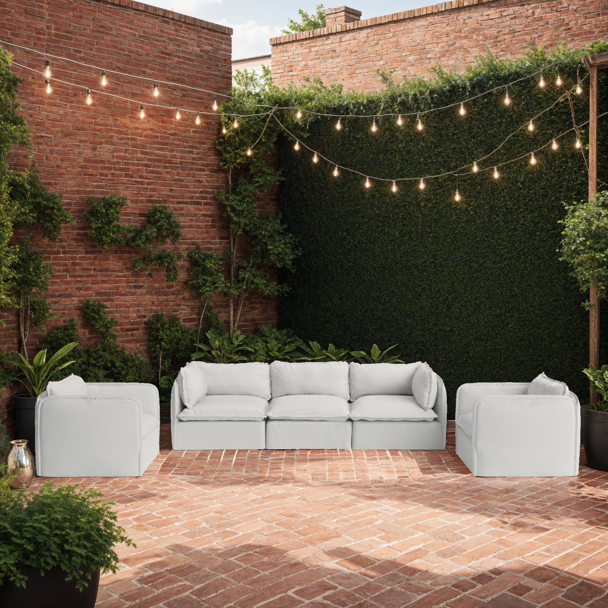 Slipcover Only - Modular Outdoor Washable 4-Seater Sofa + Armchair Set | Nano Slubweave in Mist