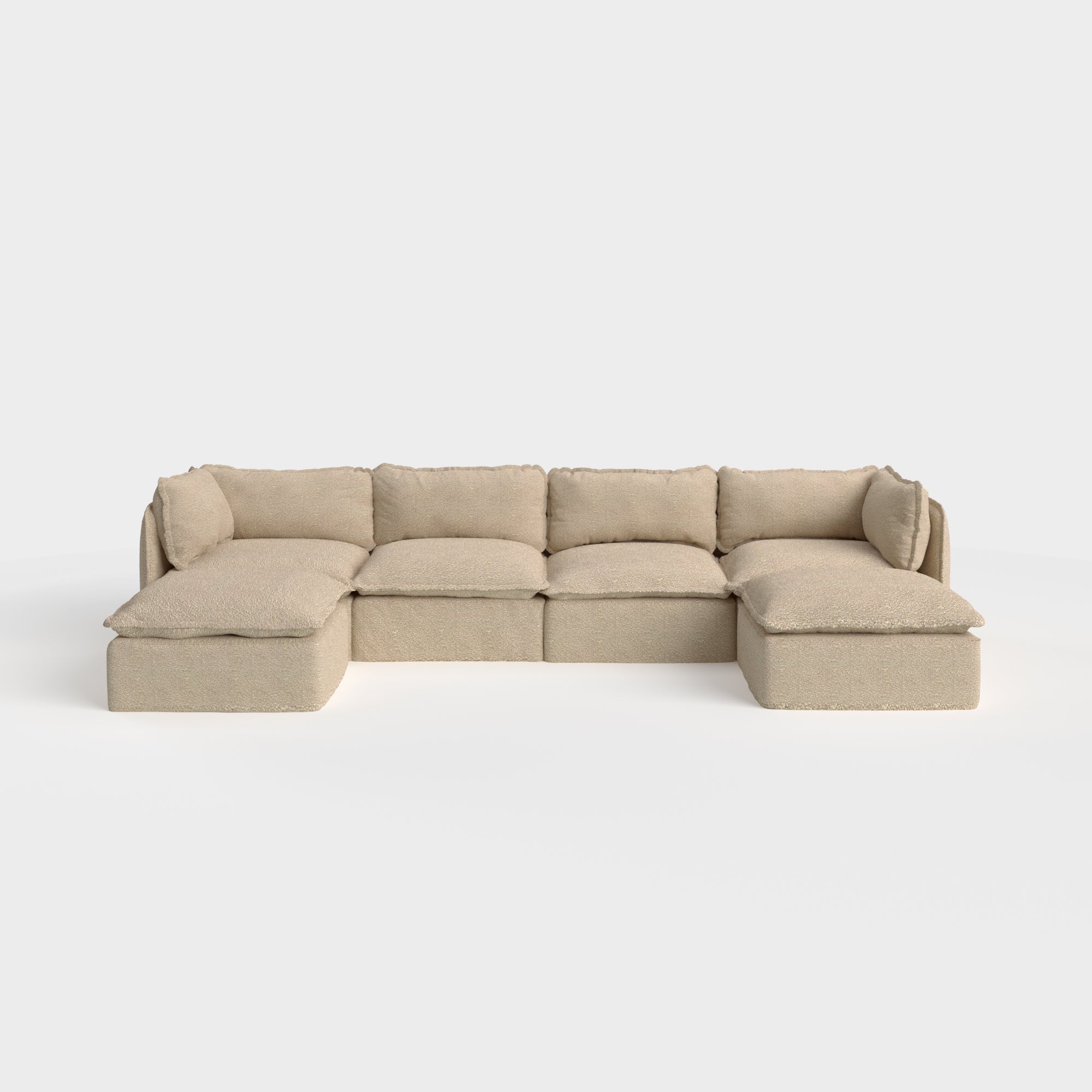 Slipcover Only - Modular Outdoor Washable 4-Seater U-Sectional | Alfresco Boucle in Cashew