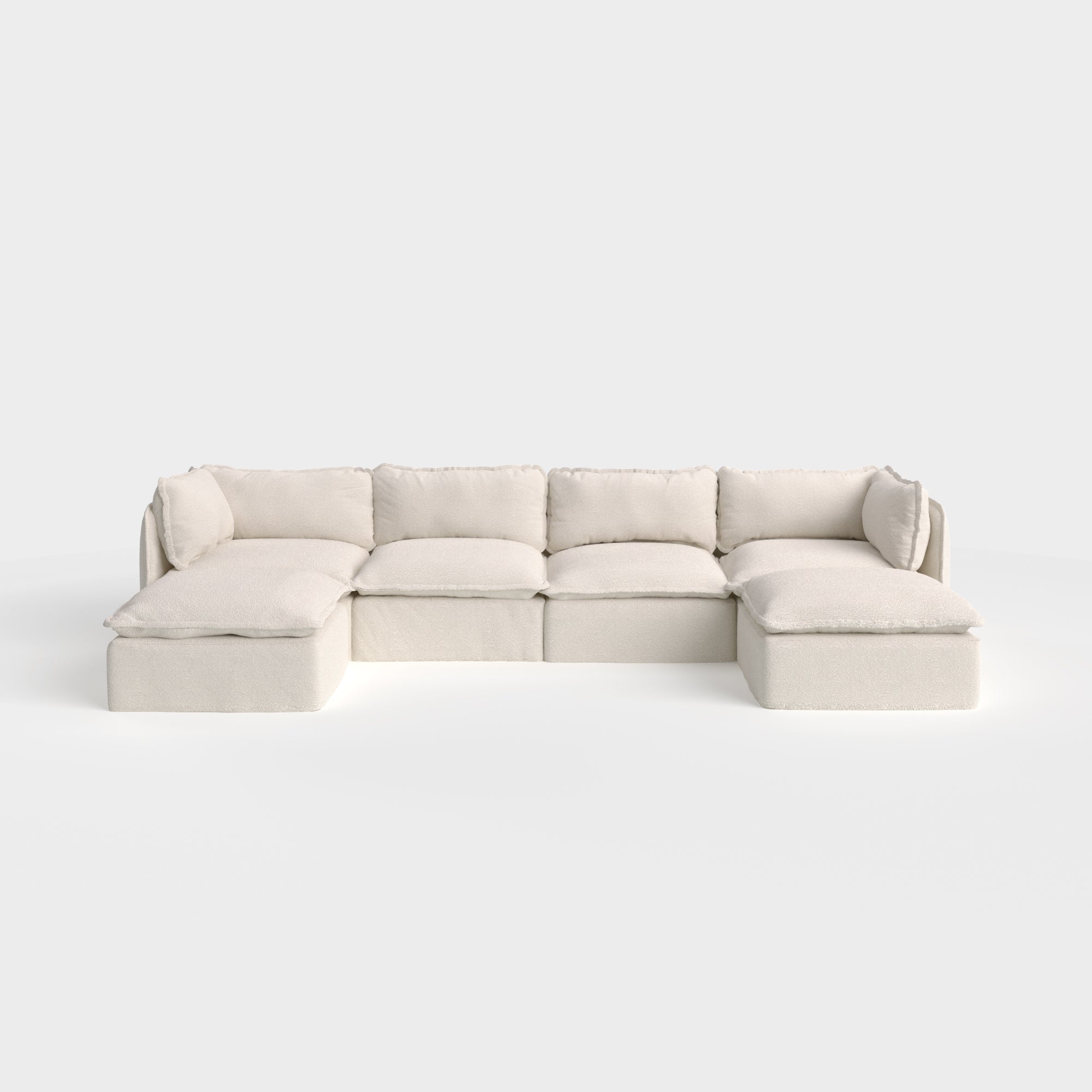 Slipcover Only - Modular Outdoor Washable 4-Seater U-Sectional | Alfresco Boucle in Creme