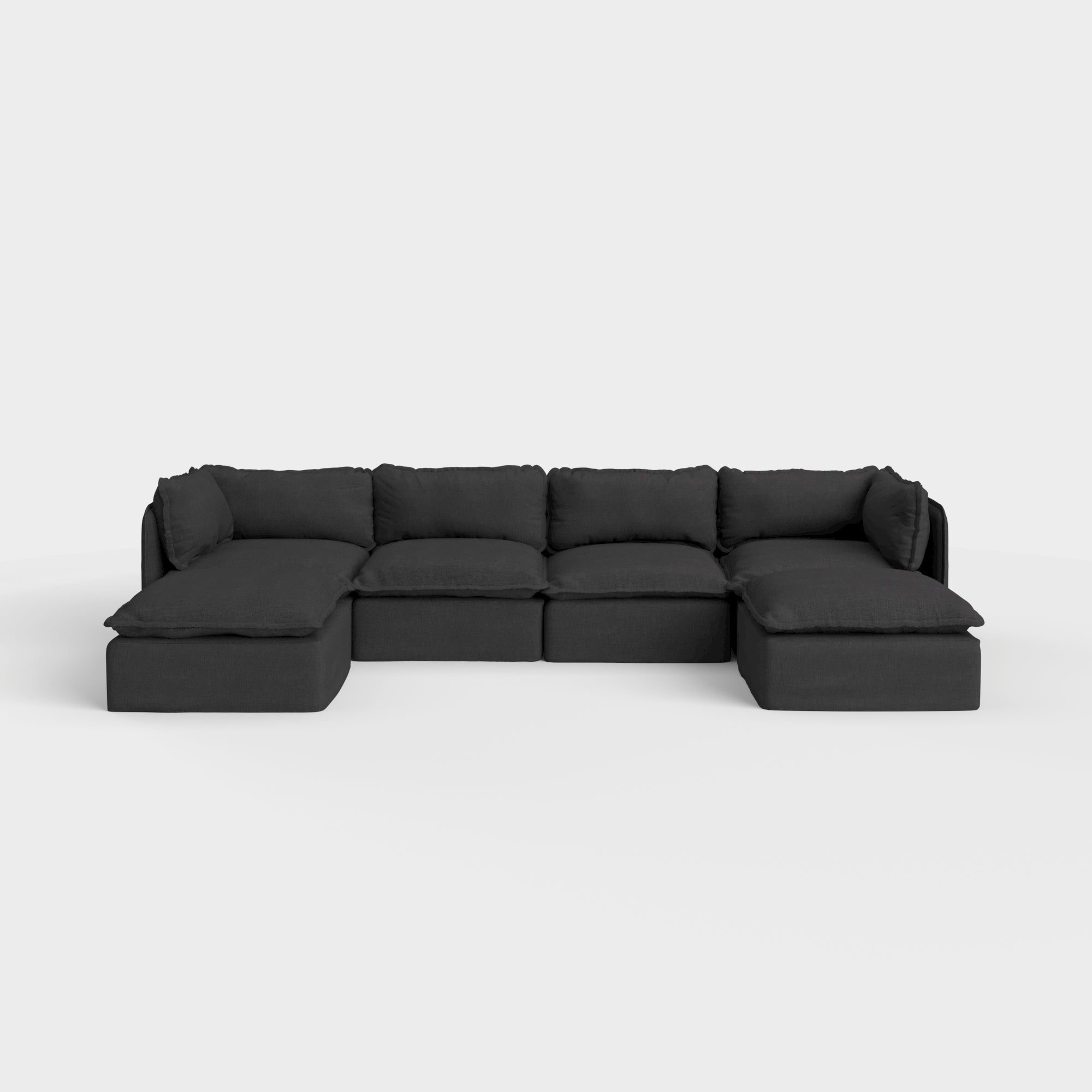 Slipcover Only - Modular Outdoor Washable 4-Seater U-Sectional | Classic Canvas in Charcoal