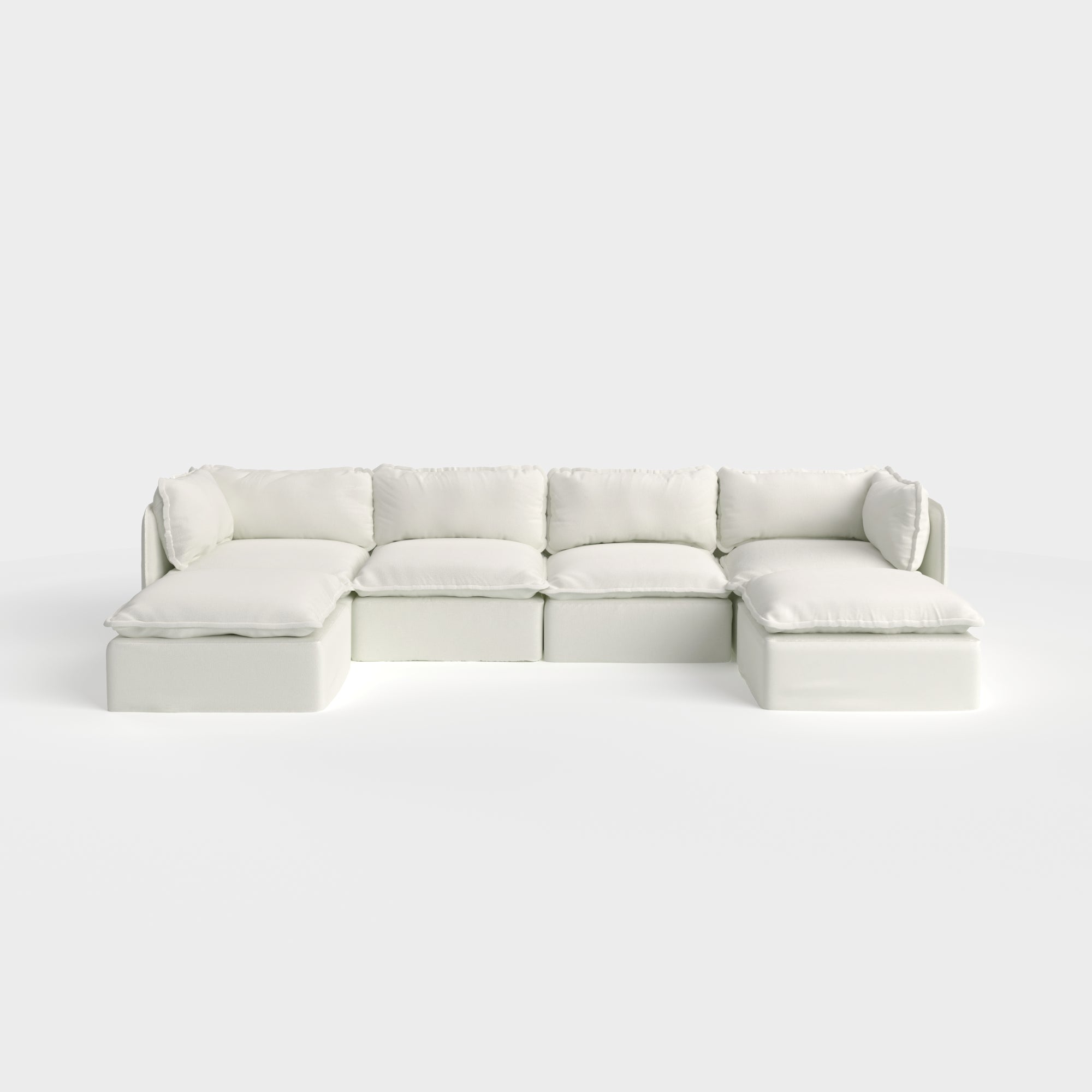 Slipcover Only - Modular Outdoor Washable 4-Seater U-Sectional | Classic Canvas in Cloud
