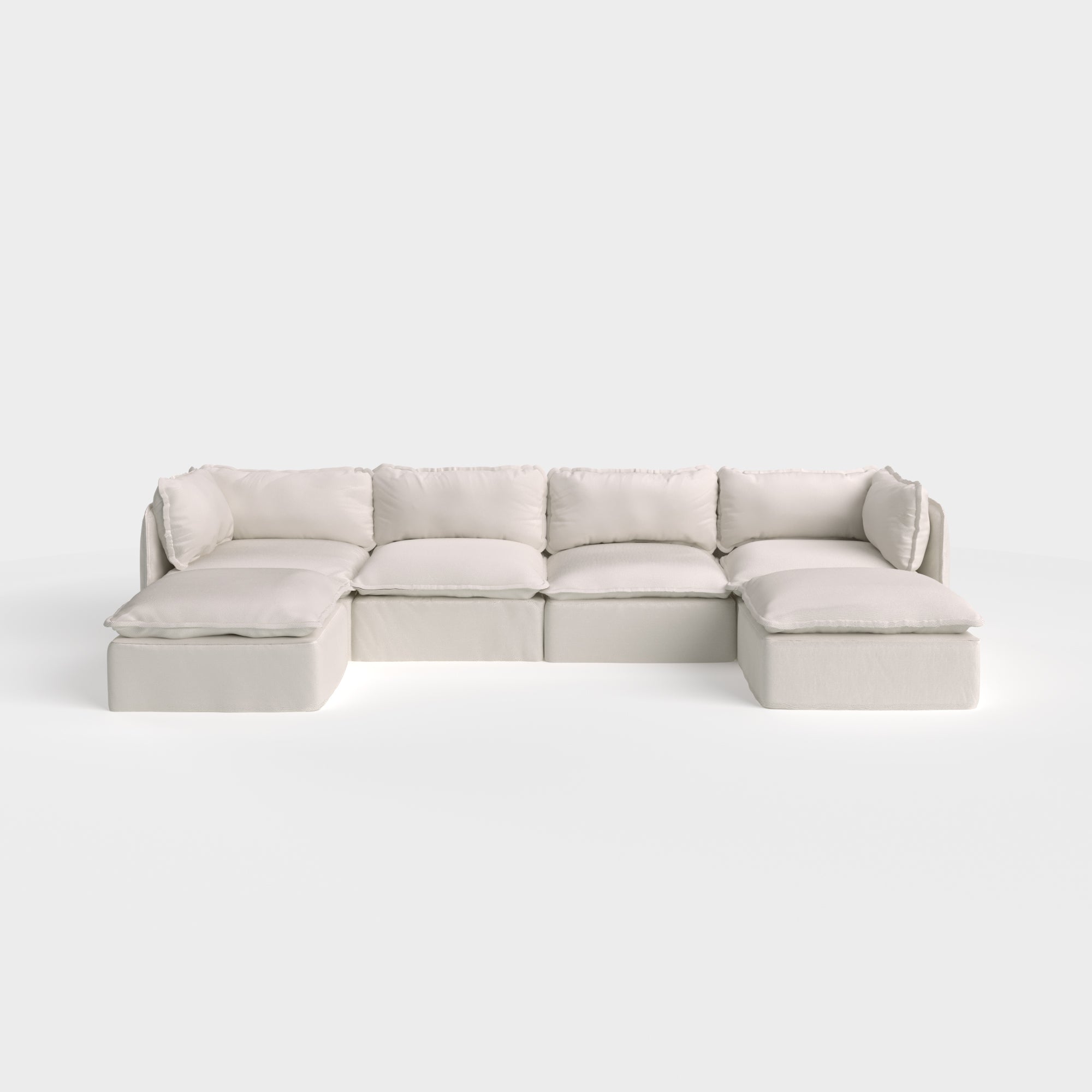 Slipcover Only - Modular Outdoor Washable 4-Seater U-Sectional | Nano Slubweave in Chai