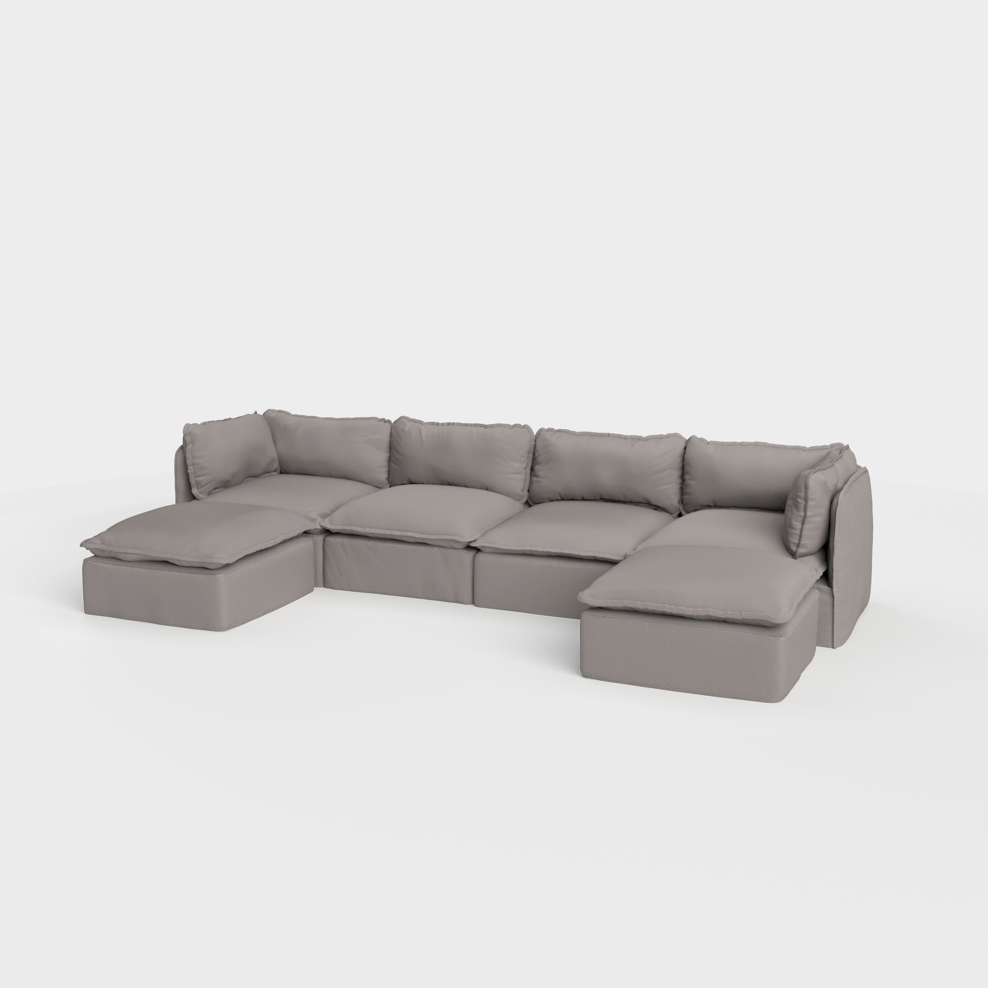 Slipcover Only - Modular Outdoor Washable 4-Seater U-Sectional | Nano Slubweave in Haze Gray