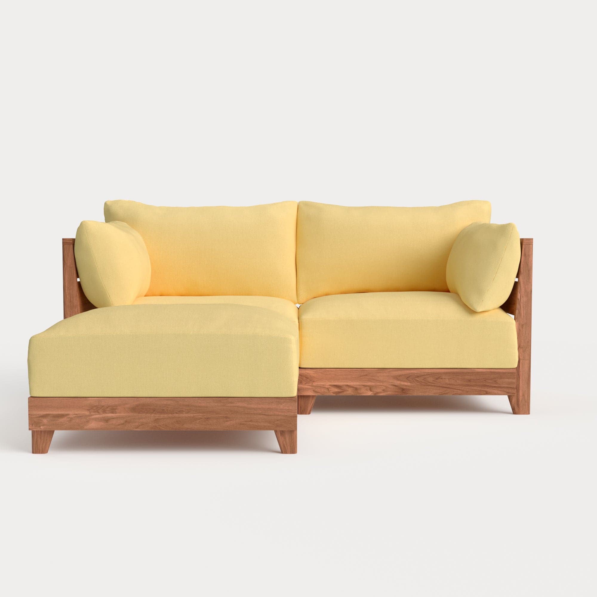 Dwell™ Modular Teak Outdoor Loveseat Sectional | Classic Canvas in Sun