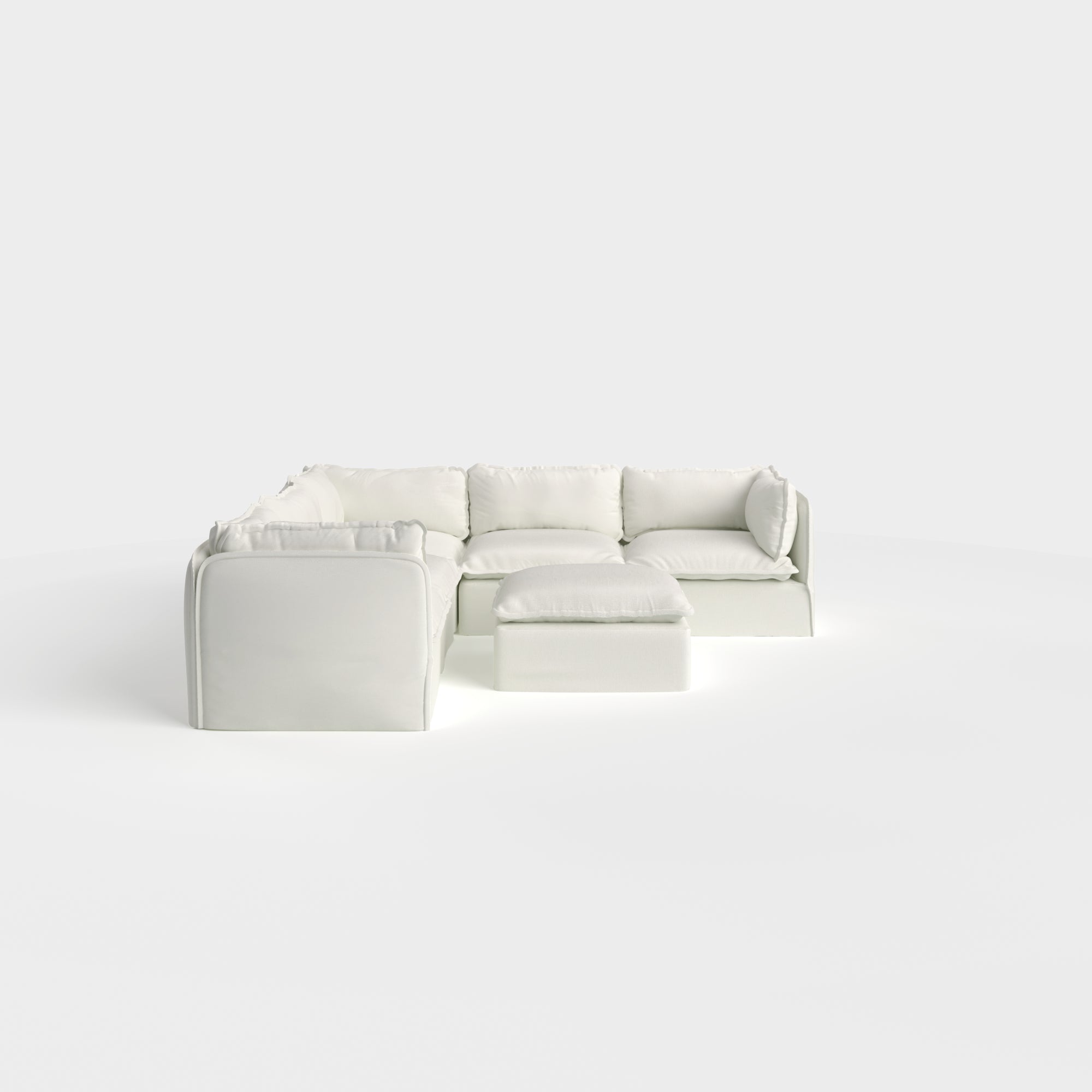 Slipcover Only - Modular Outdoor Washable 5-Seater Corner Sectional + Ottoman | Classic Canvas in Cloud