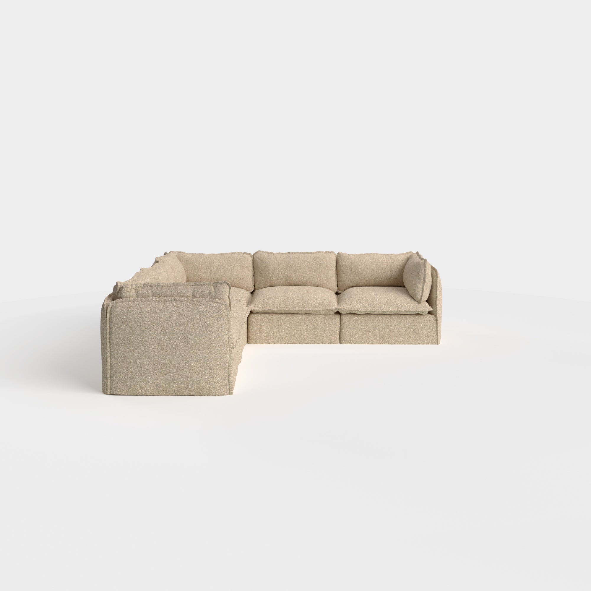 Slipcover Only - Modular Outdoor Washable 5-Seater Corner Sectional | Alfresco Boucle in Cashew
