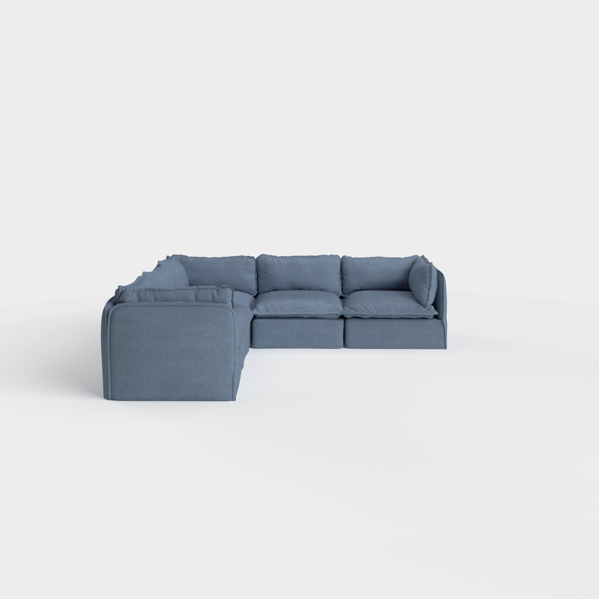 Slipcover Only - Modular Outdoor Washable 5-Seater Corner Sectional | Classic Canvas in Ocean