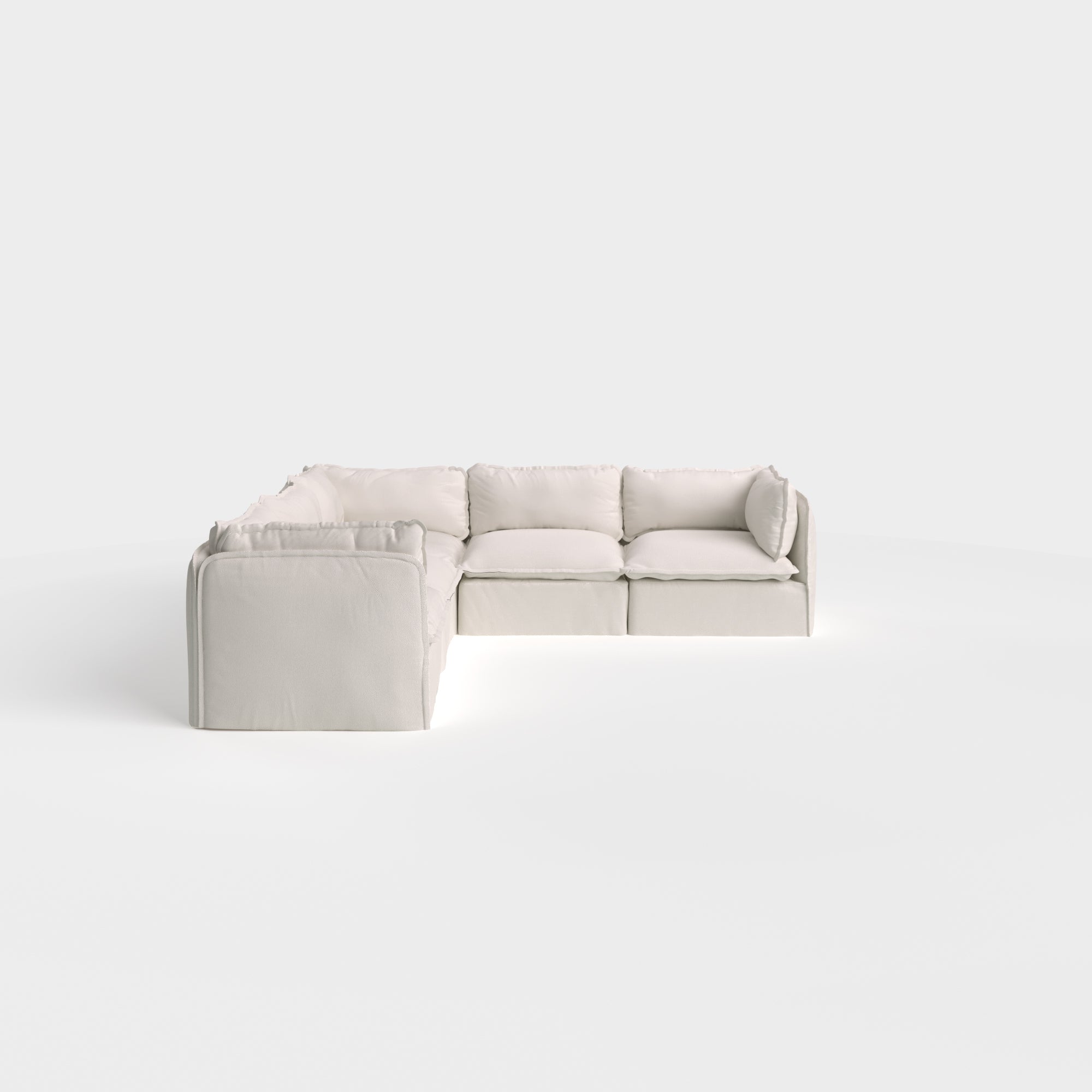 Slipcover Only - Modular Outdoor Washable 5-Seater Corner Sectional | Nano Slubweave in Chai