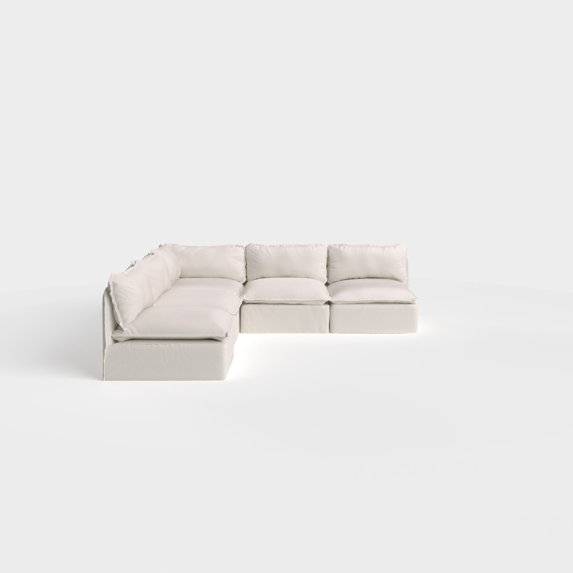 Slipcover Only - Modular Outdoor Washable 5-Seater Open-Ends Corner Sectional | Nano Slubweave in Chai