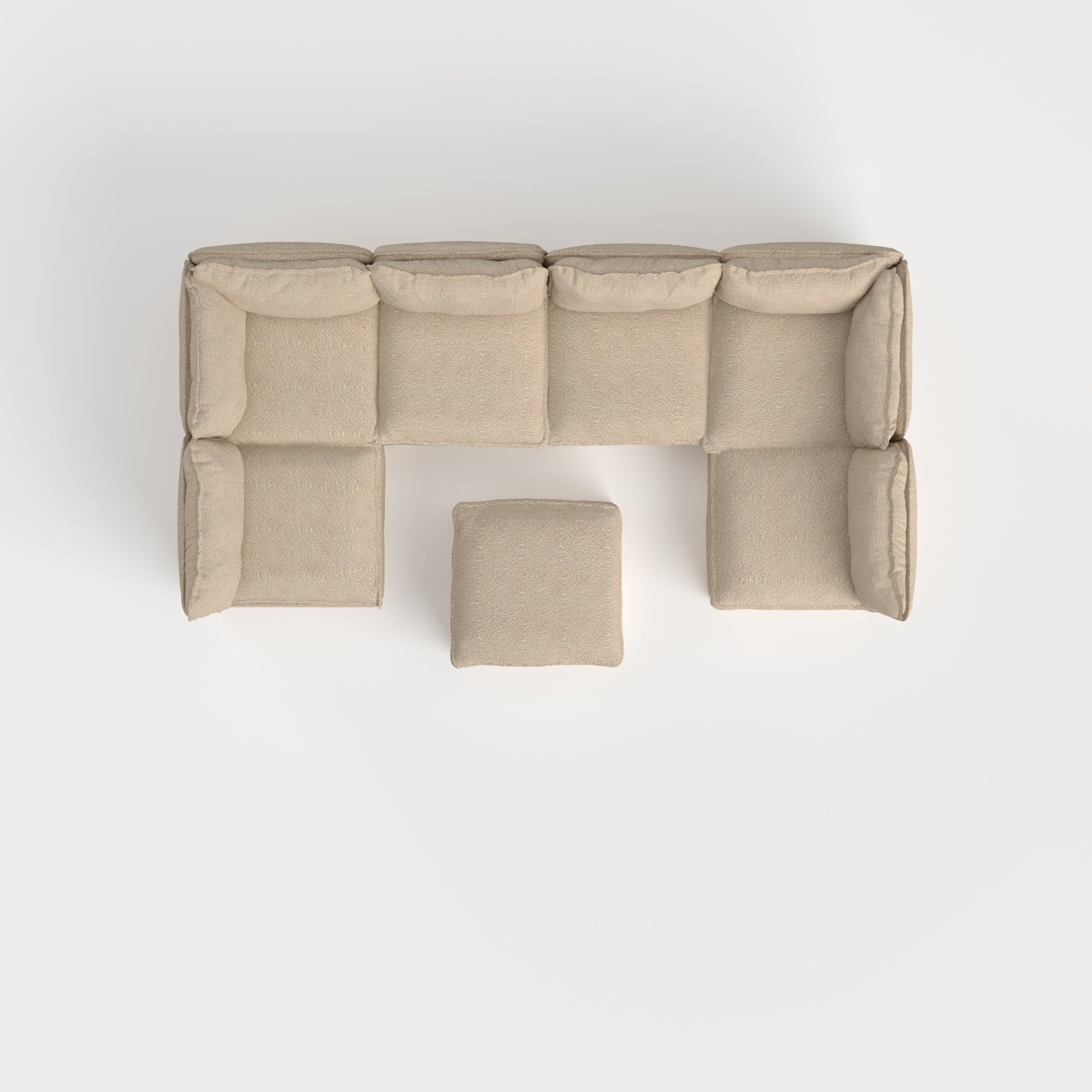 Slipcover Only - Modular Outdoor Washable 6-Seater Open-Ends U-Sectional + Ottoman | Alfresco Boucle in Cashew