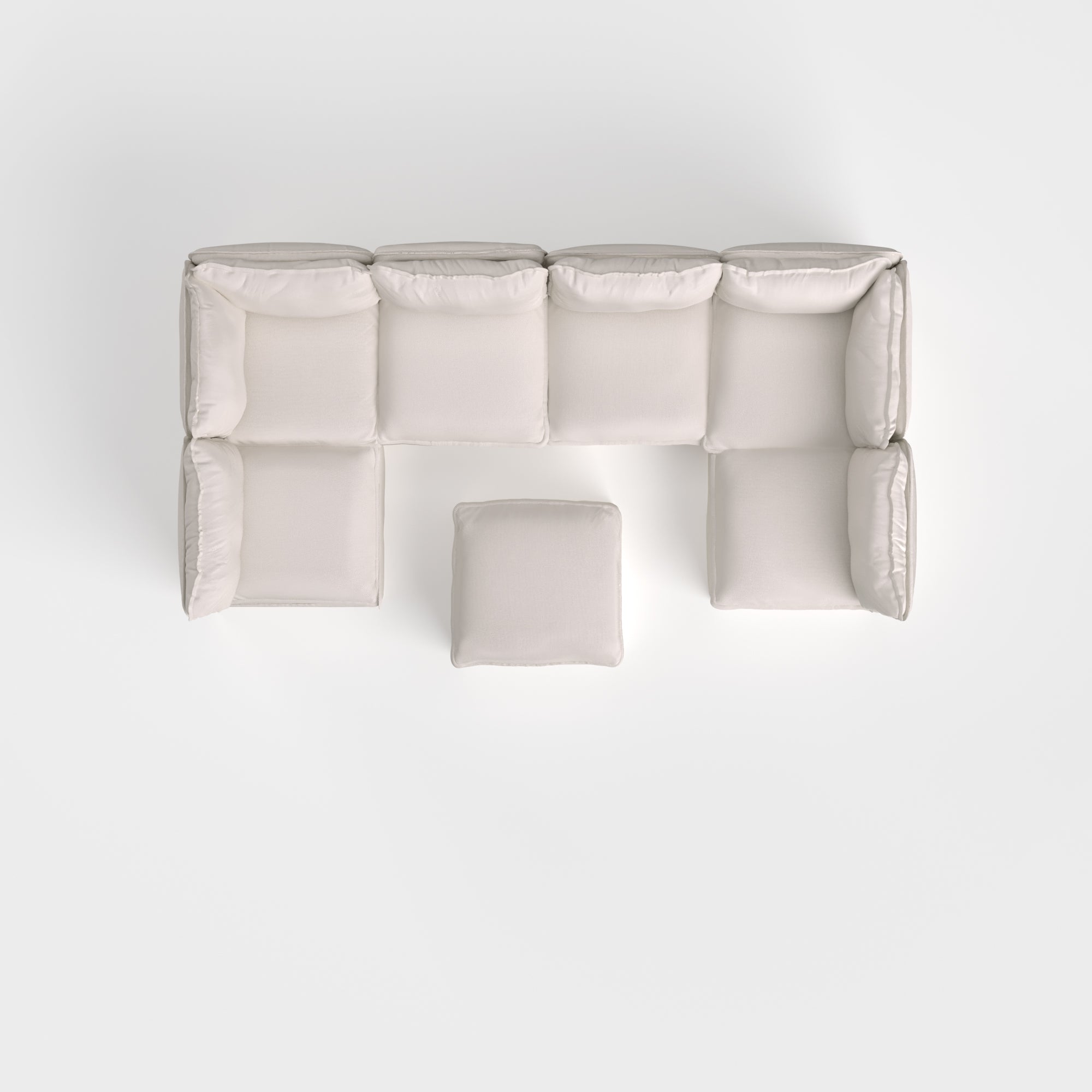 Slipcover Only - Modular Outdoor Washable 6-Seater Open-Ends U-Sectional + Ottoman | Nano Slubweave in Chai