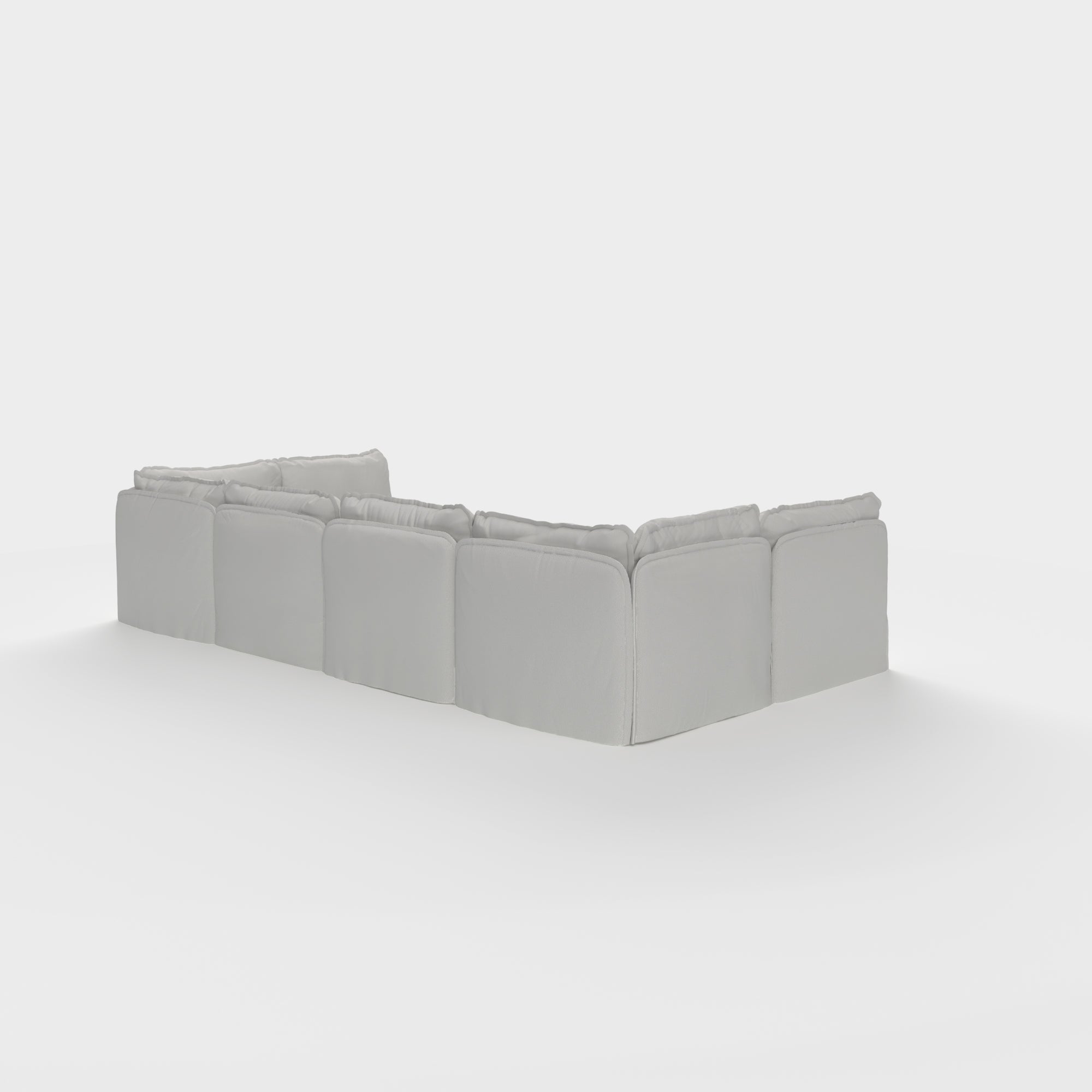 Slipcover Only - Modular Outdoor Washable 6-Seater Open-Ends U-Sectional + Ottoman | Nano Slubweave in Mist